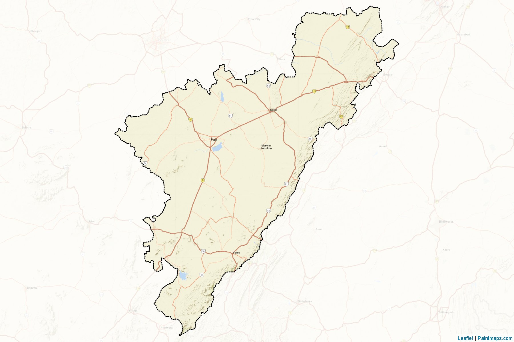 Muestras de recorte de mapas Pali (Rajasthan)-2