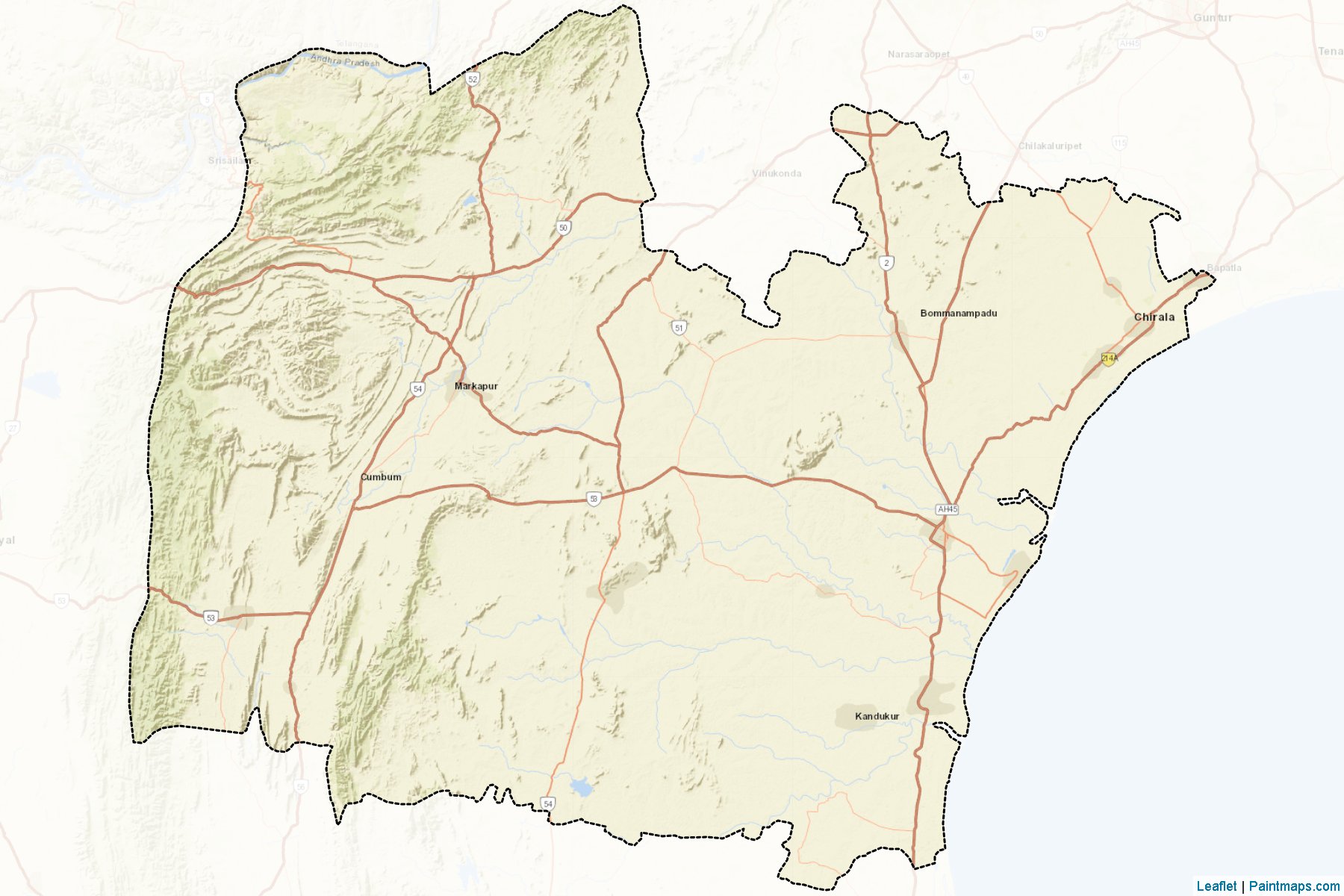 Muestras de recorte de mapas Prakasam (Andhra Pradesh)-2