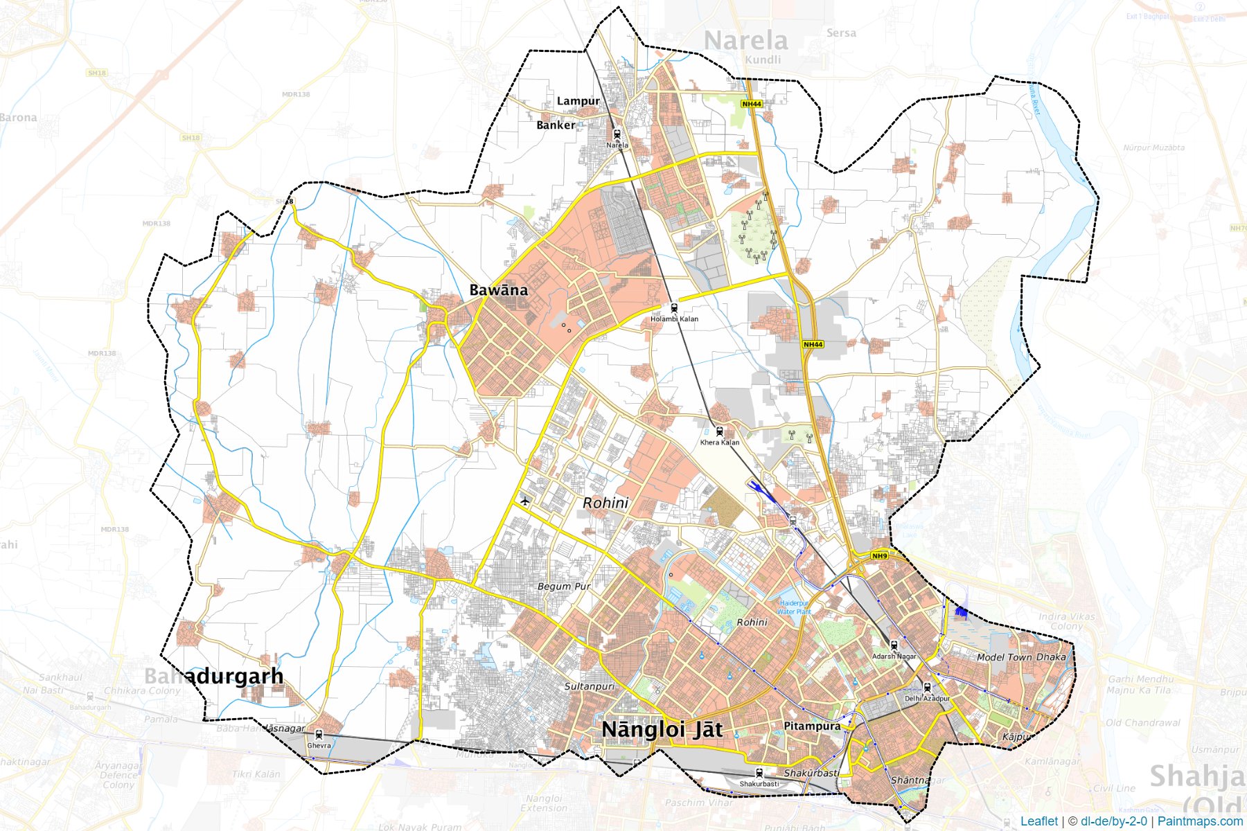 Muestras de recorte de mapas North West Delhi (Delhi)-1