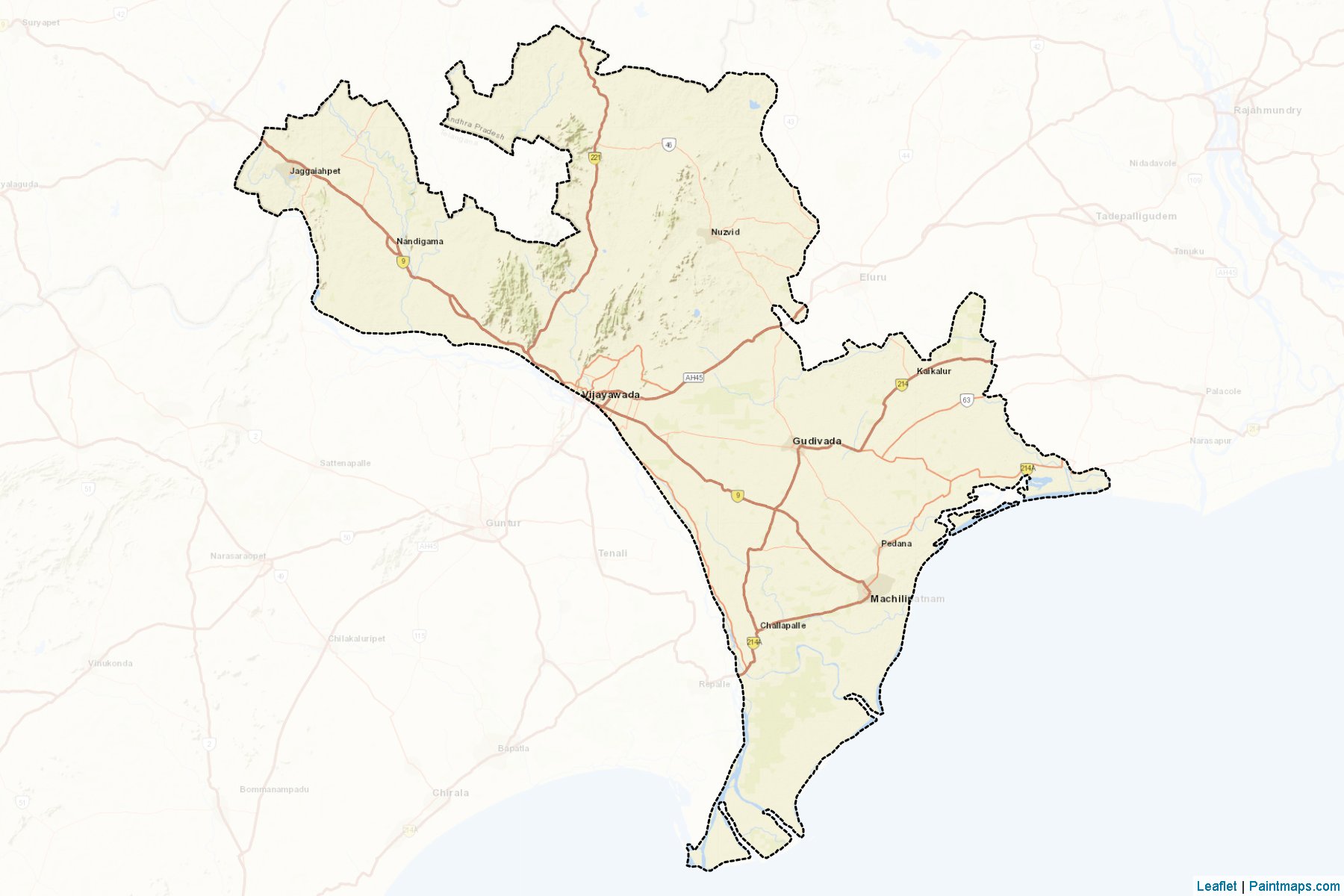 Muestras de recorte de mapas Krishna (Andhra Pradesh)-2