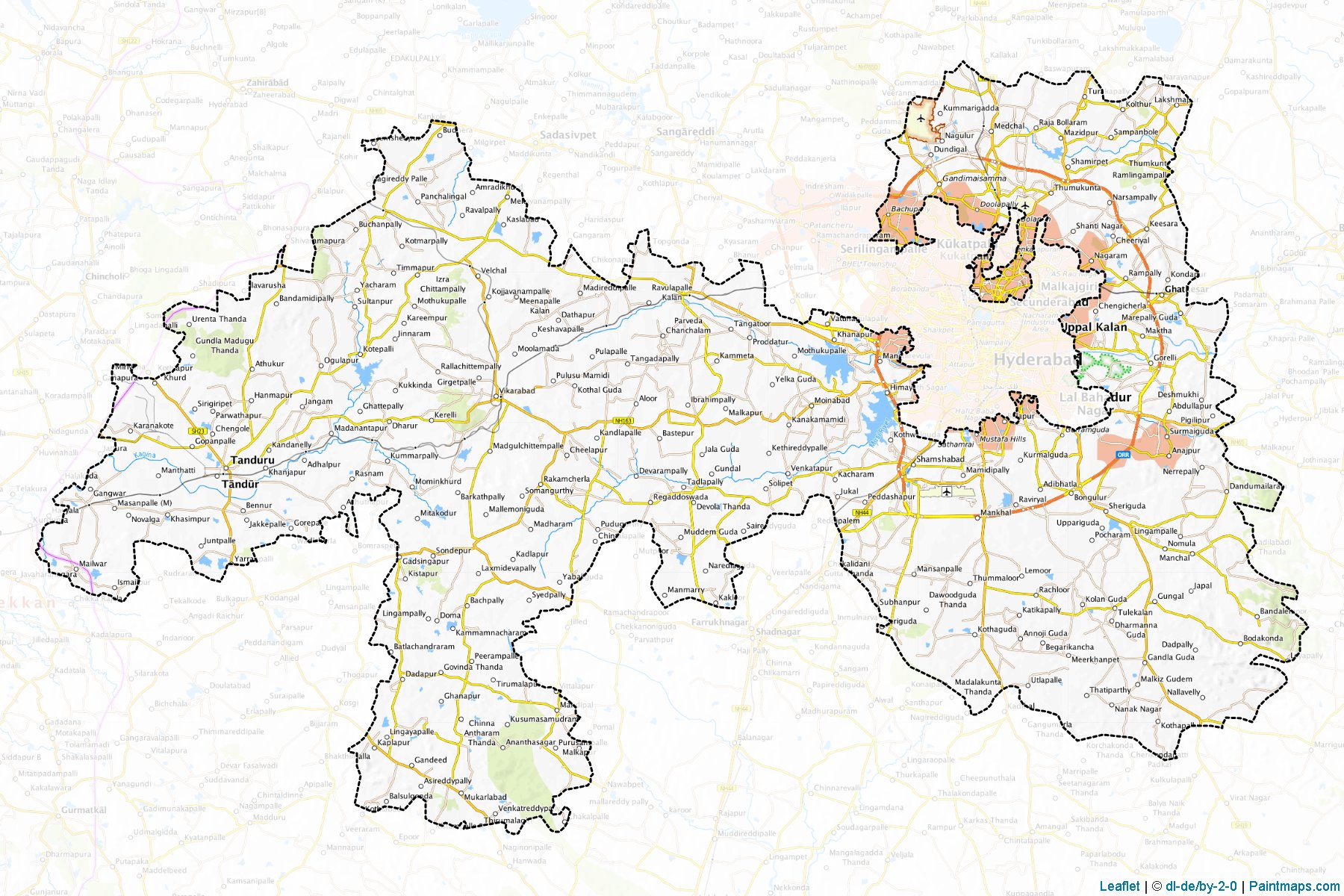 Muestras de recorte de mapas Rangareddy (Telangana)-1