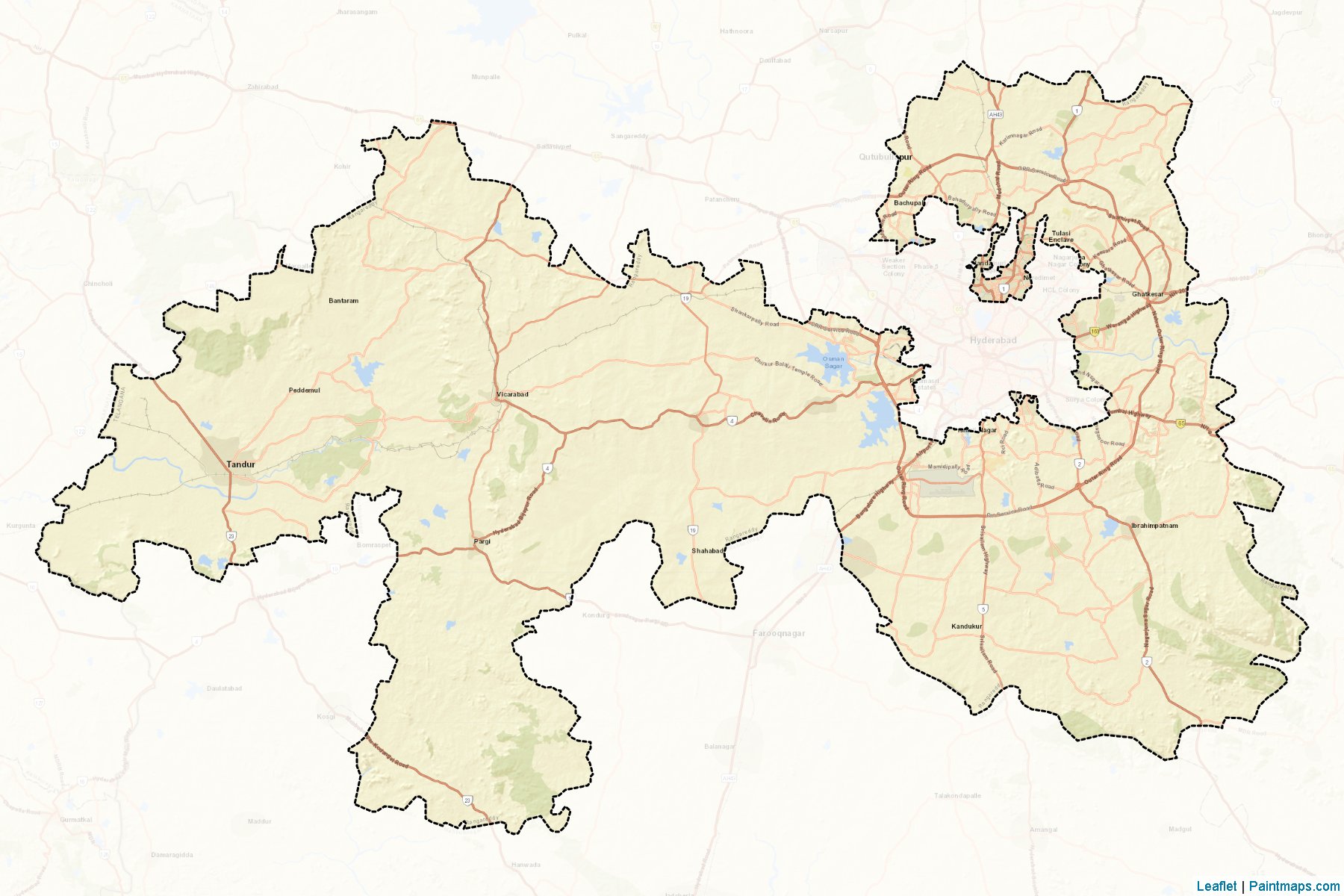 Muestras de recorte de mapas Rangareddy (Telangana)-2