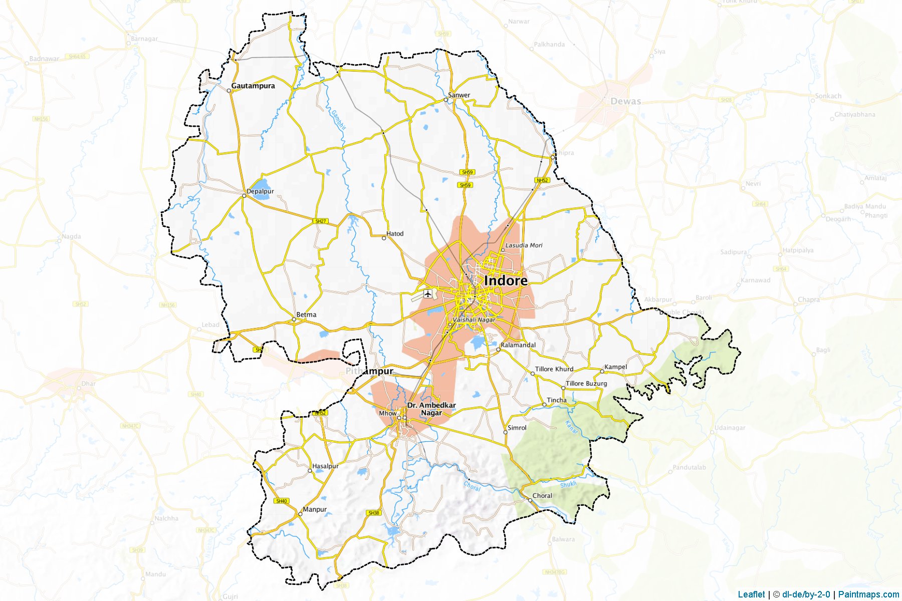 Muestras de recorte de mapas Indore (Madhya Pradesh)-1