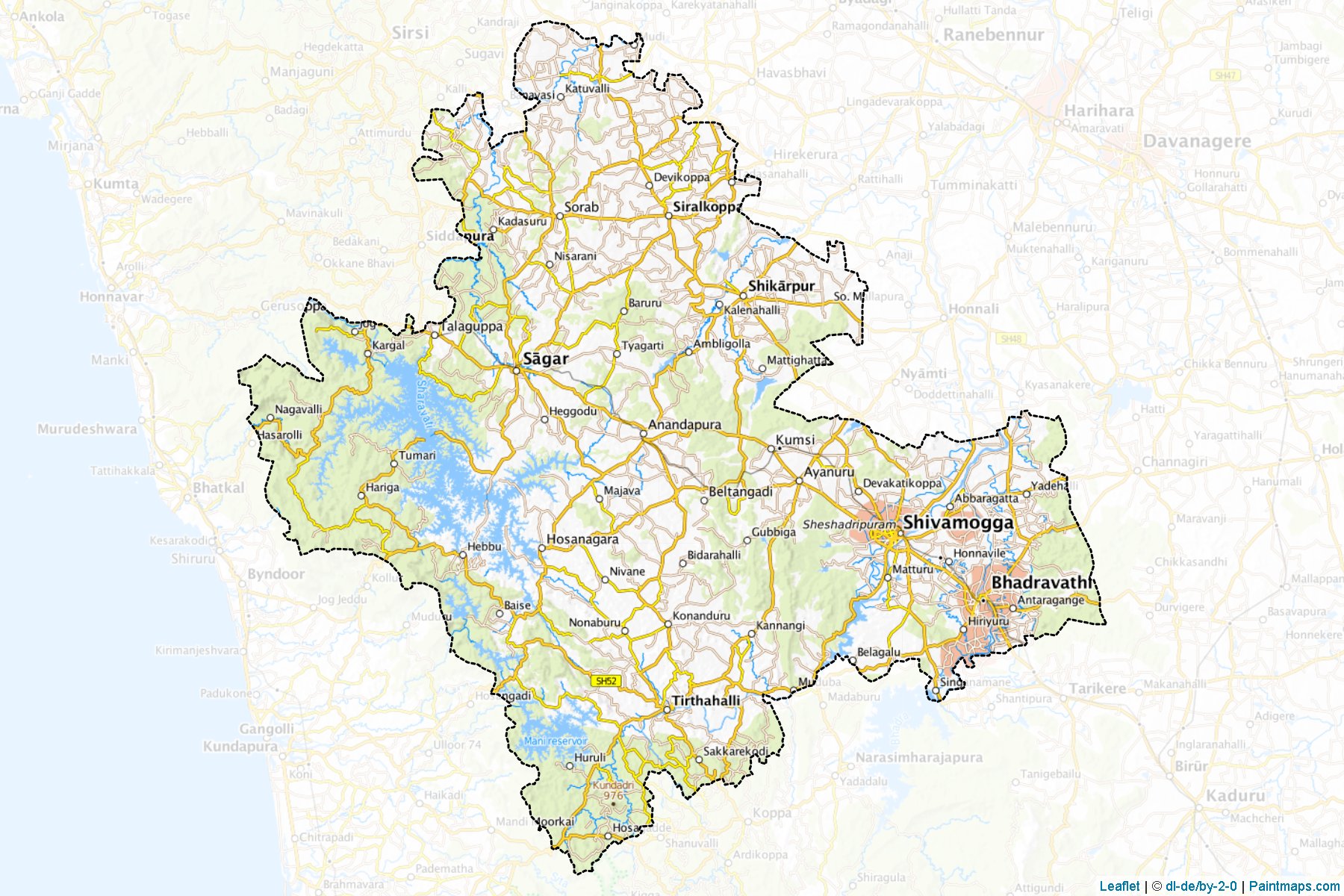 Muestras de recorte de mapas Shimoga (Karnataka)-1