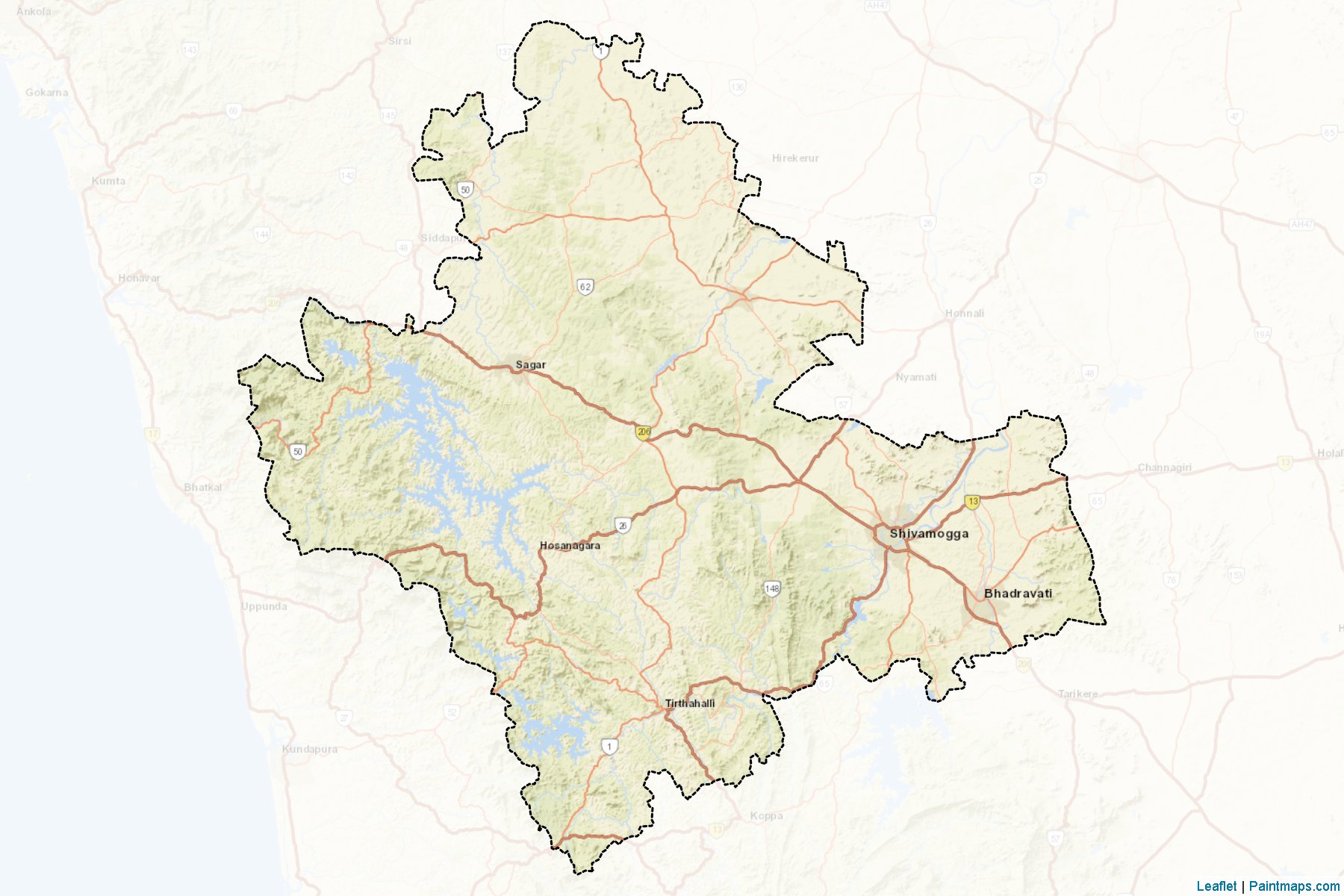 Muestras de recorte de mapas Shimoga (Karnataka)-2