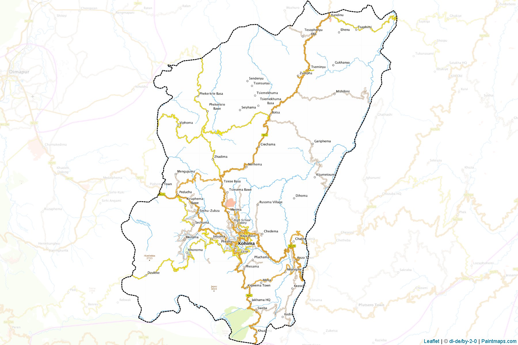 Muestras de recorte de mapas Kohima (Nagaland)-1