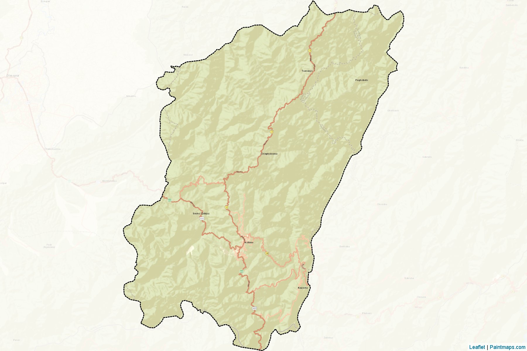 Muestras de recorte de mapas Kohima (Nagaland)-2