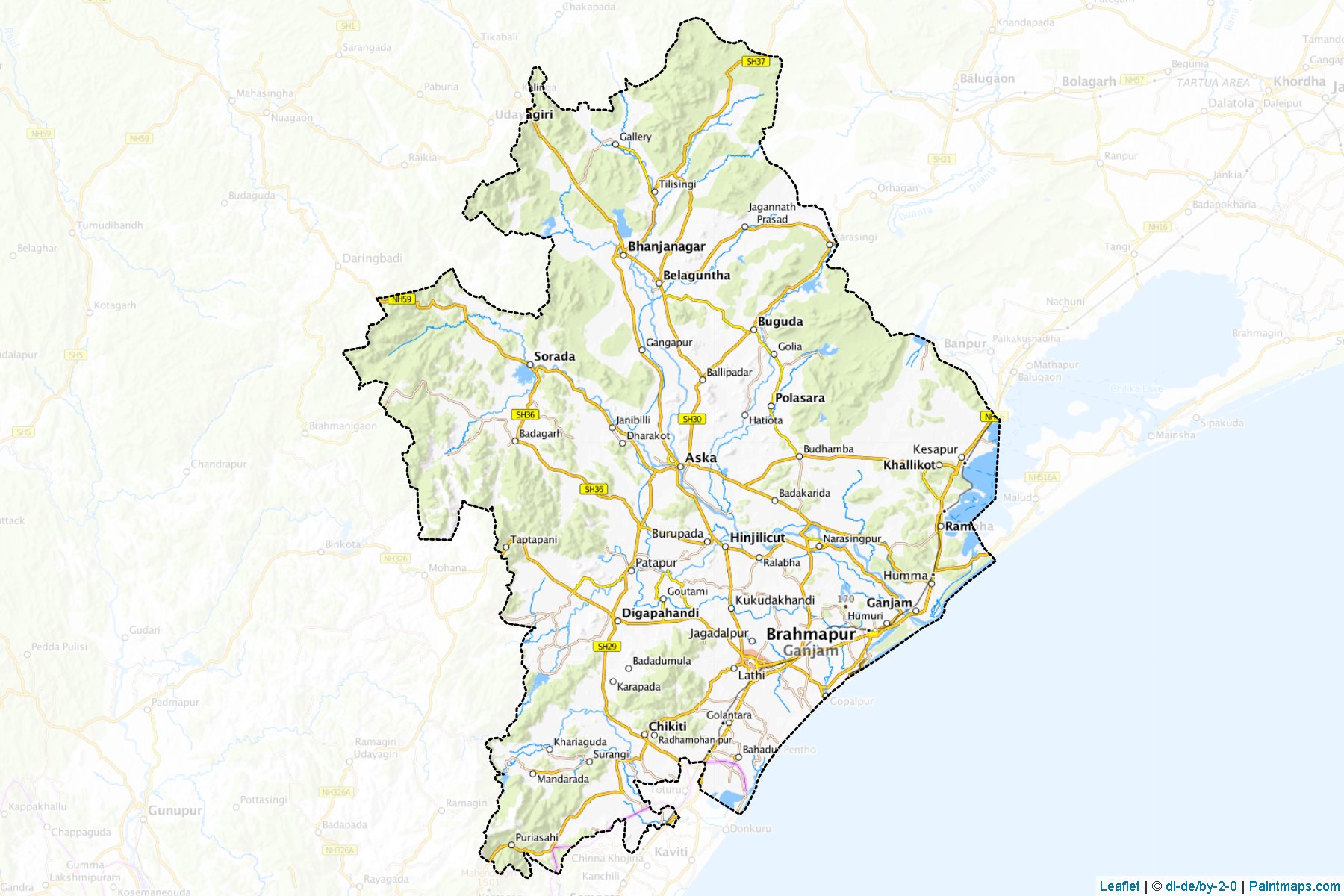 Muestras de recorte de mapas Ganjam (Odisha)-1