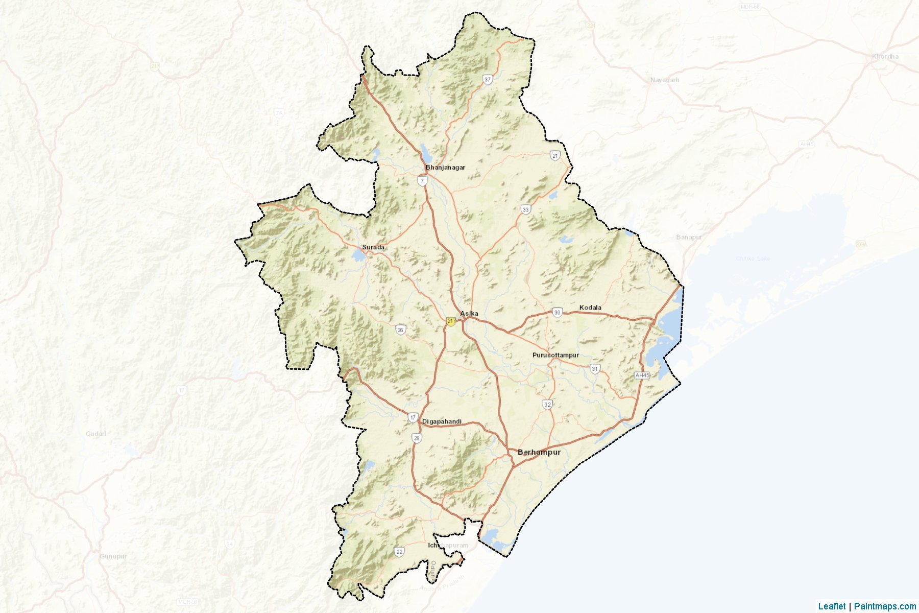 Muestras de recorte de mapas Ganjam (Odisha)-2