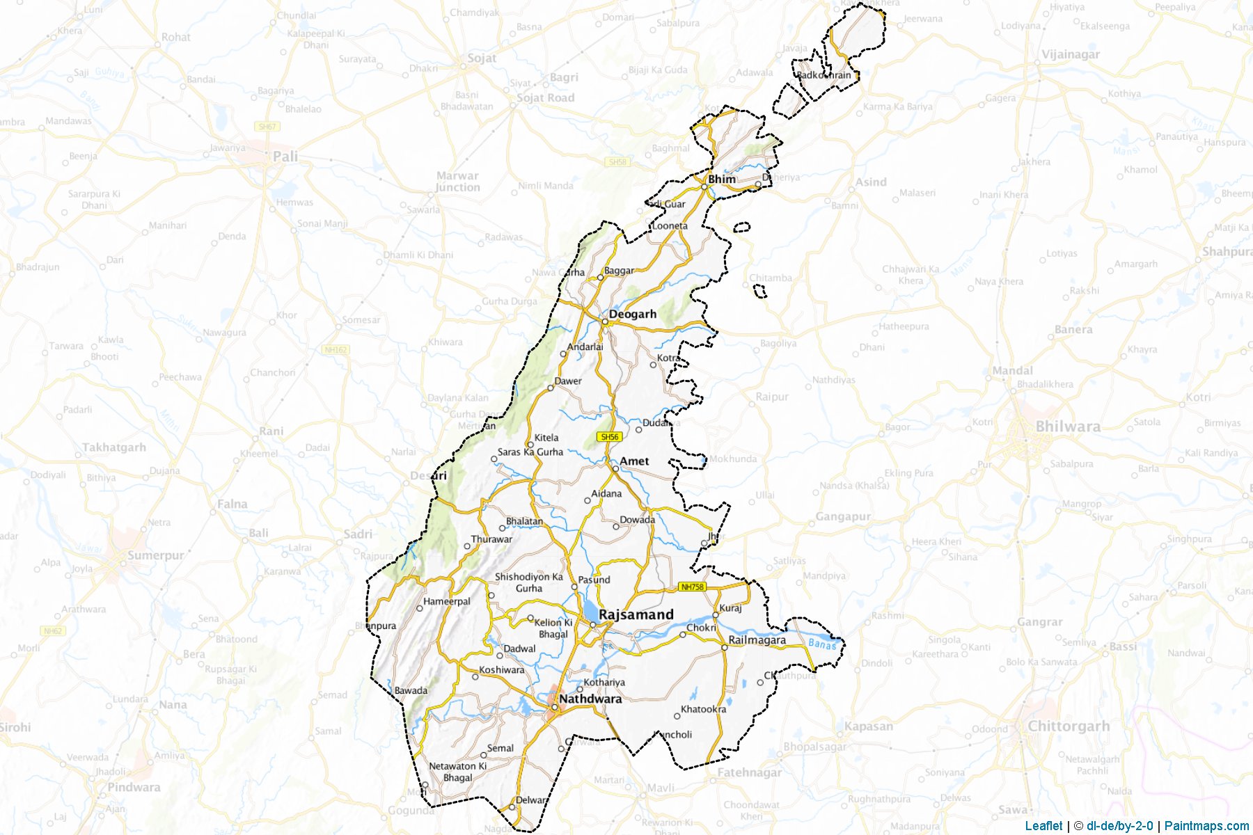 Muestras de recorte de mapas Rajsamand (Rajasthan)-1