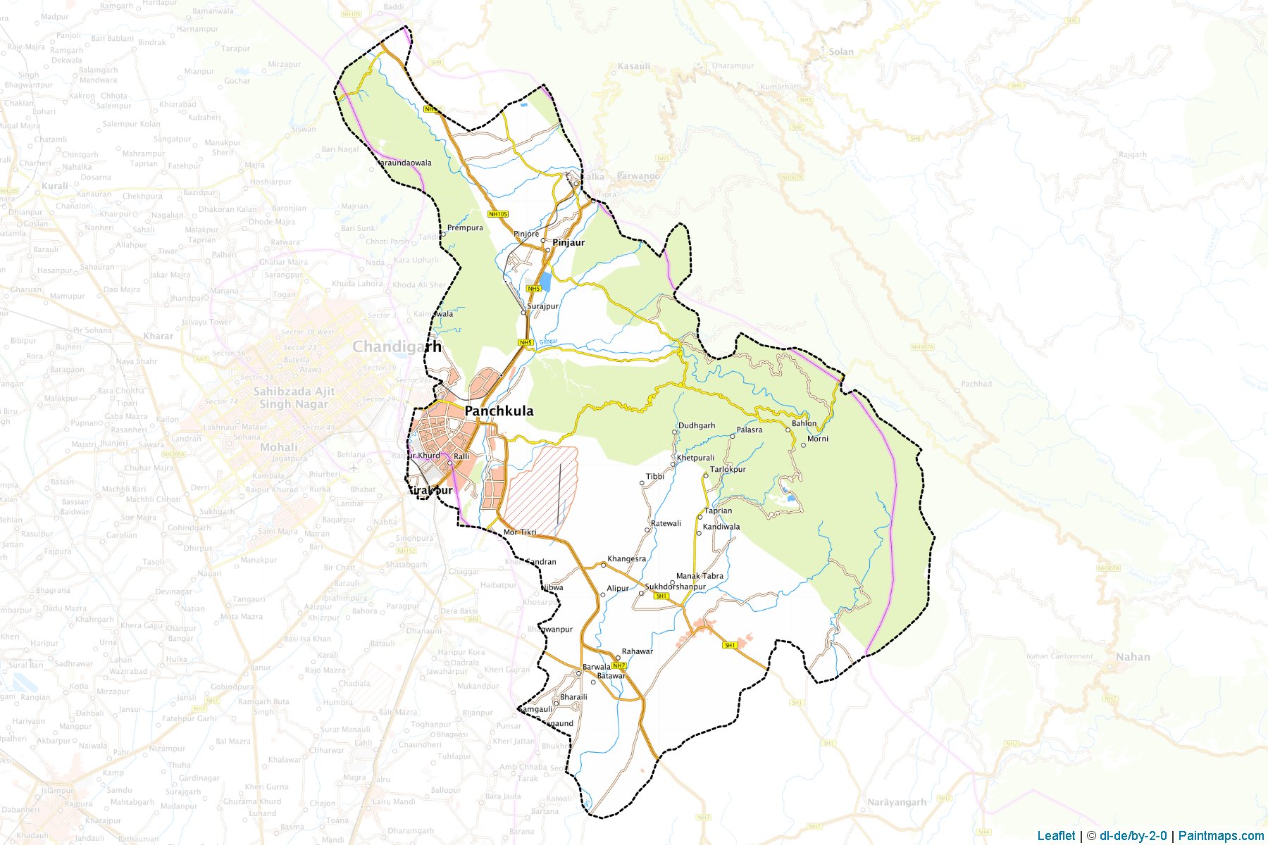 Muestras de recorte de mapas Panchkula (Haryana)-1