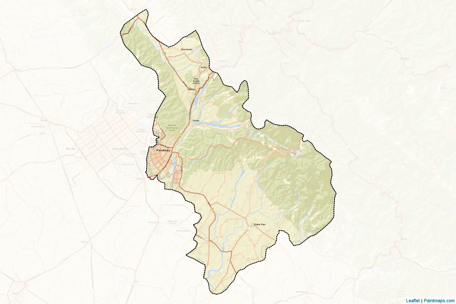 Muestras de recorte de mapas Panchkula (Haryana)-2