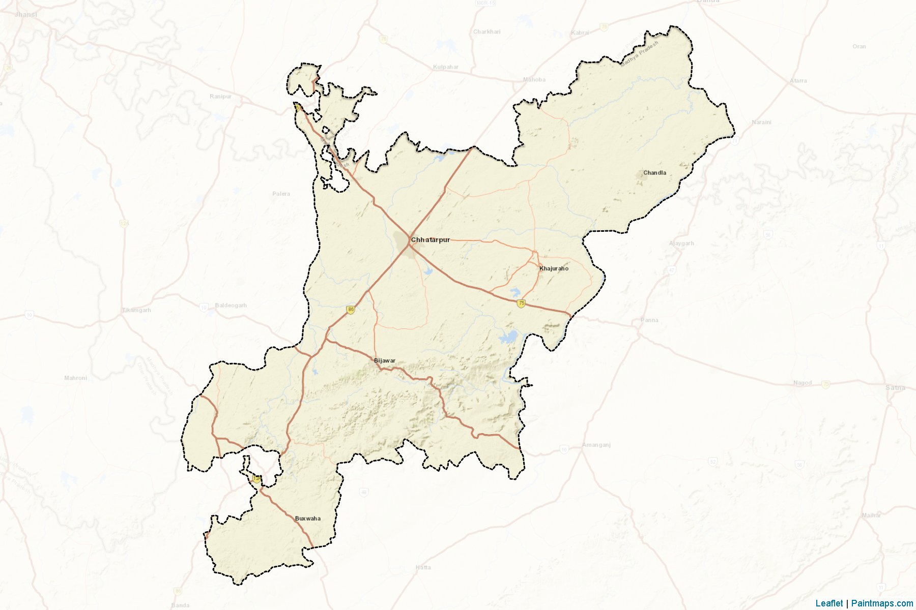 Muestras de recorte de mapas Chhatarpur (Madhya Pradesh)-2