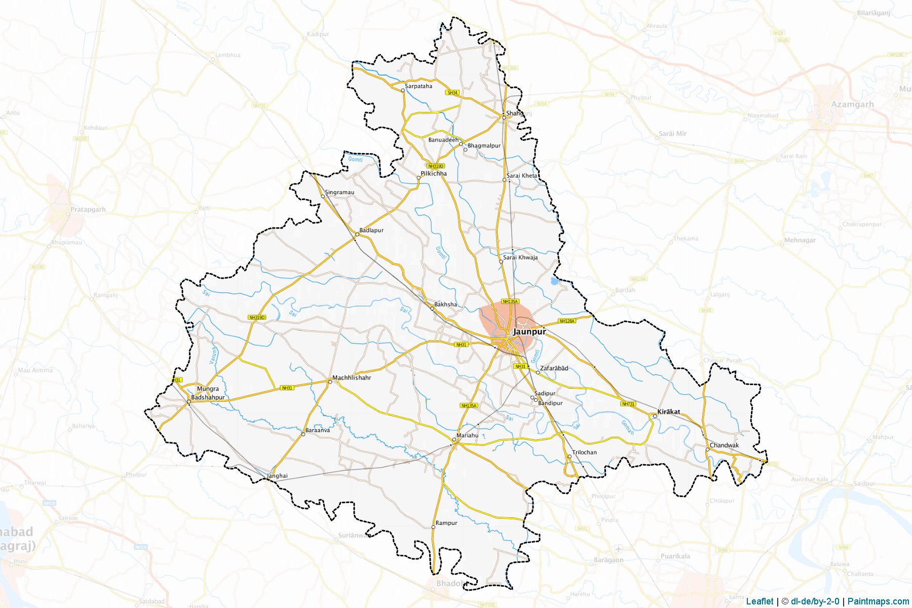 Muestras de recorte de mapas Jaunpur (Uttar Pradesh)-1