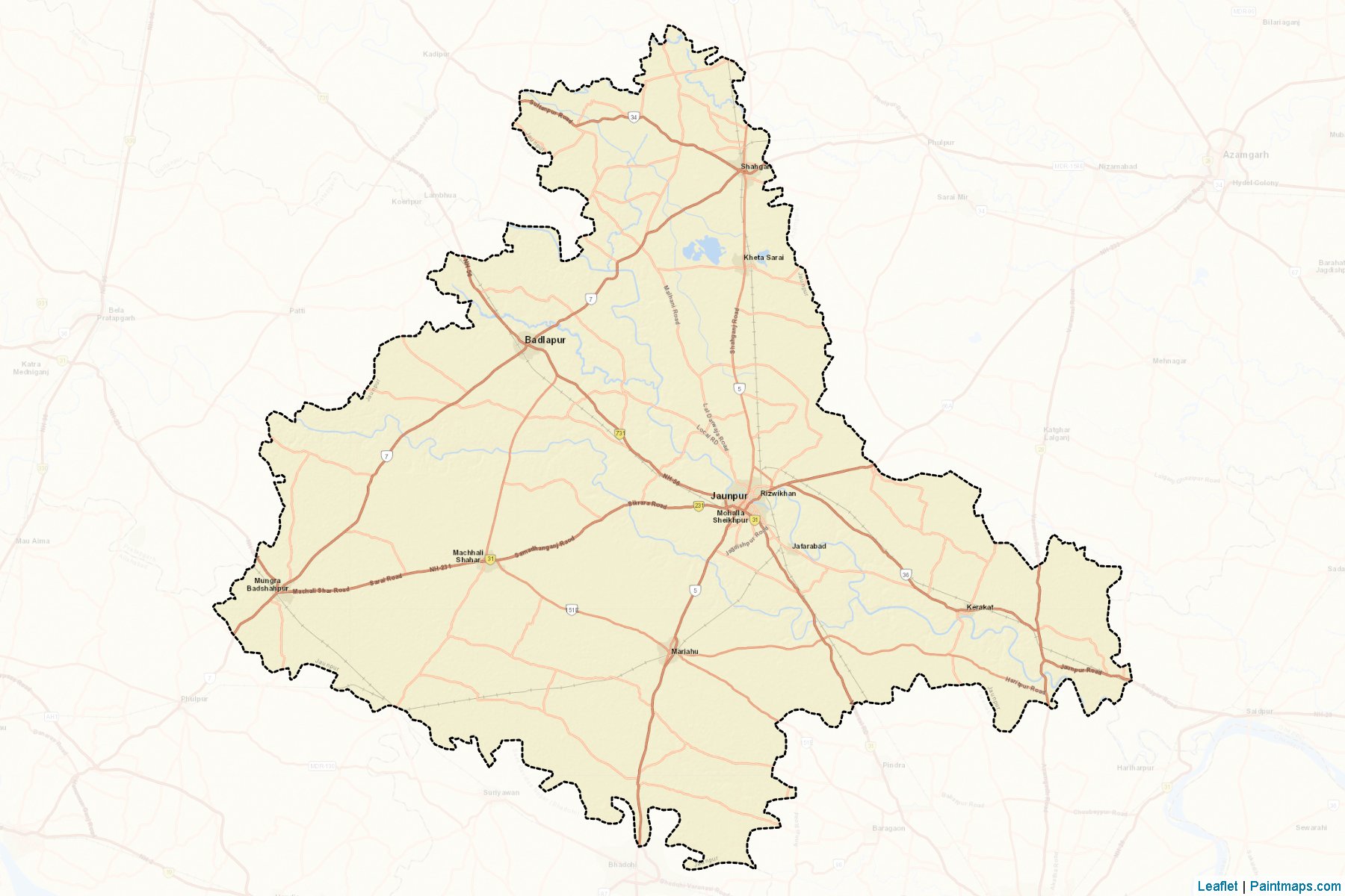 Muestras de recorte de mapas Jaunpur (Uttar Pradesh)-2