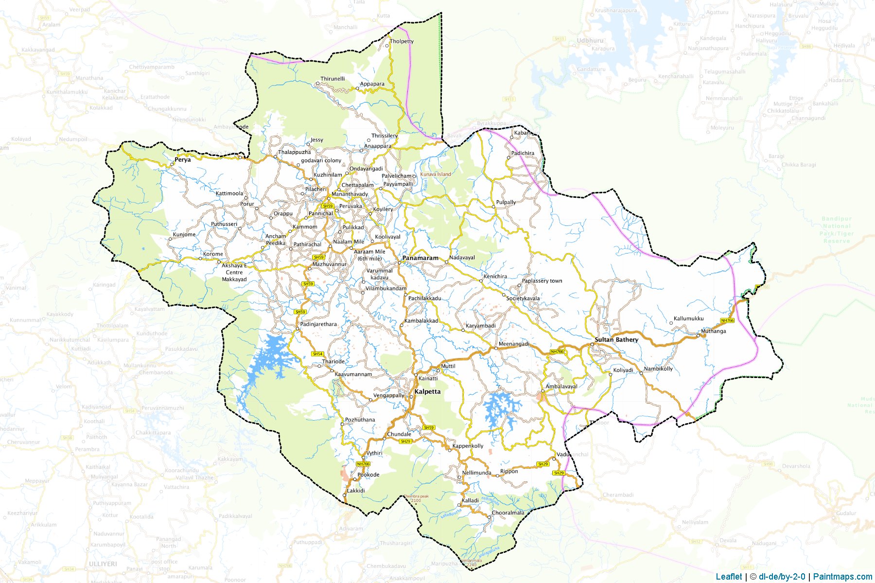 Border cropping samples for Wayanad map.