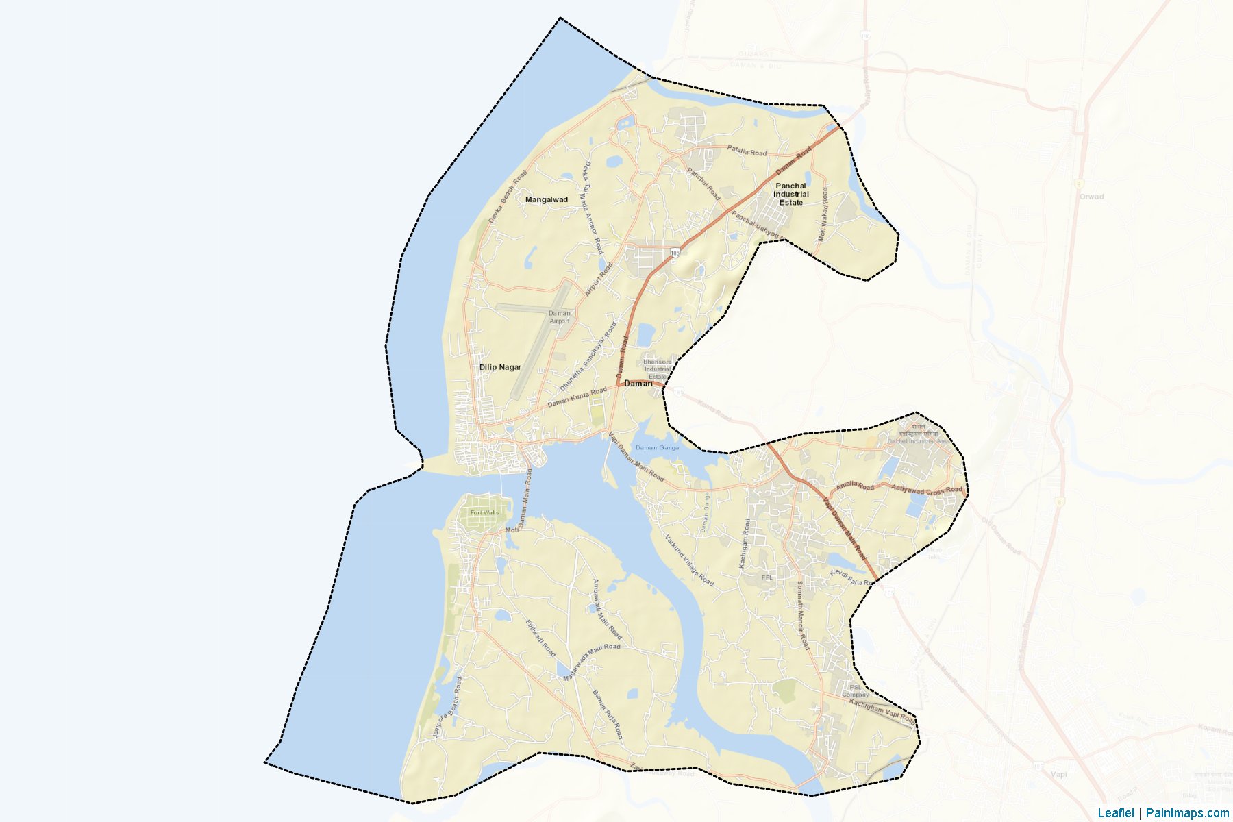 Daman (Daman and Diu) Map Cropping Samples-2