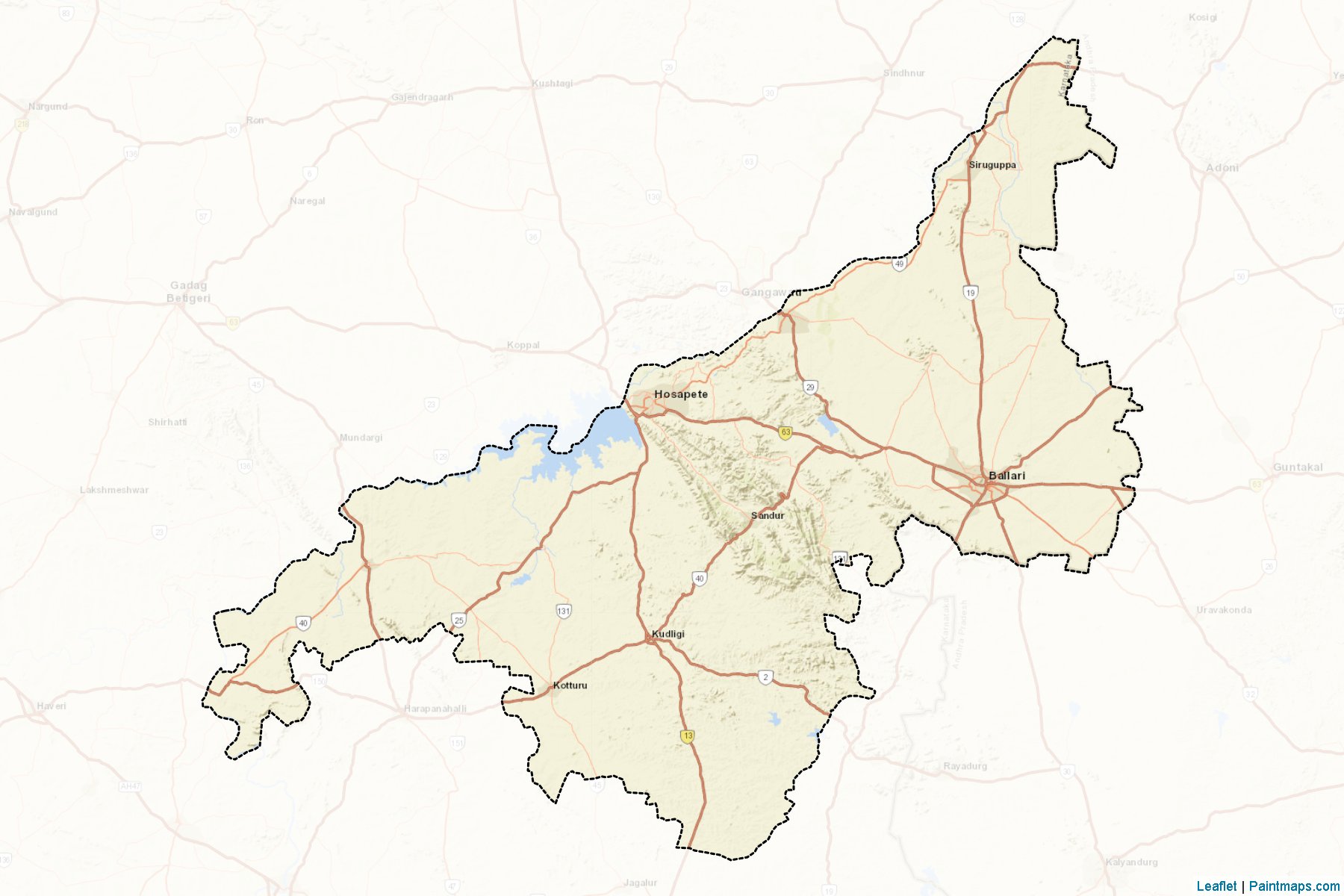 Muestras de recorte de mapas Bellary (Karnataka)-2