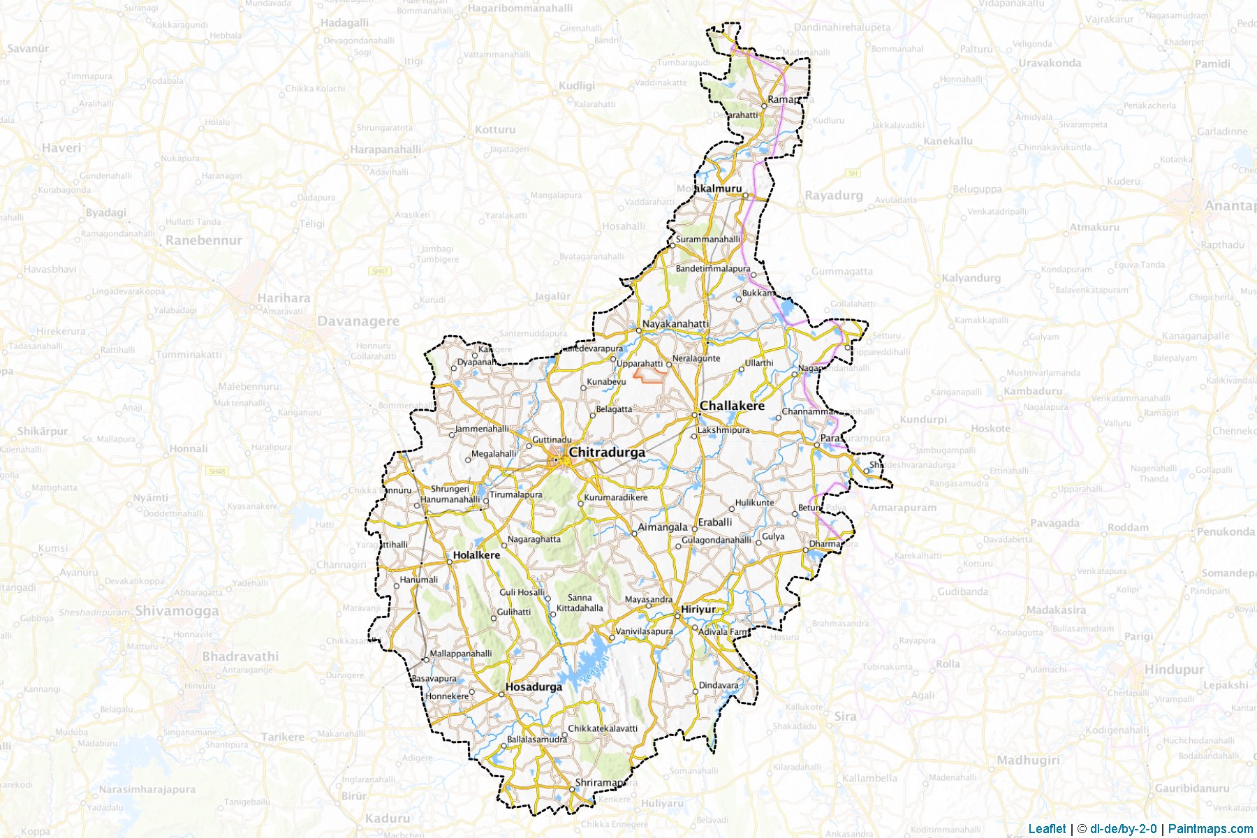 Muestras de recorte de mapas Chitradurga (Karnataka)-1