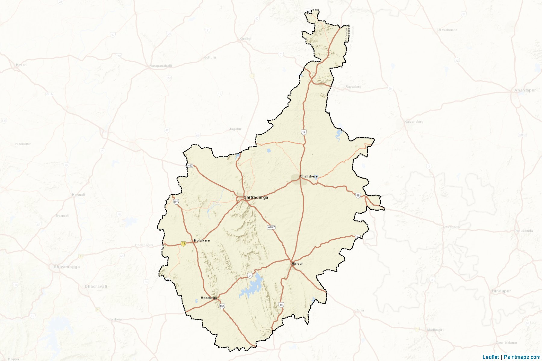 Muestras de recorte de mapas Chitradurga (Karnataka)-2