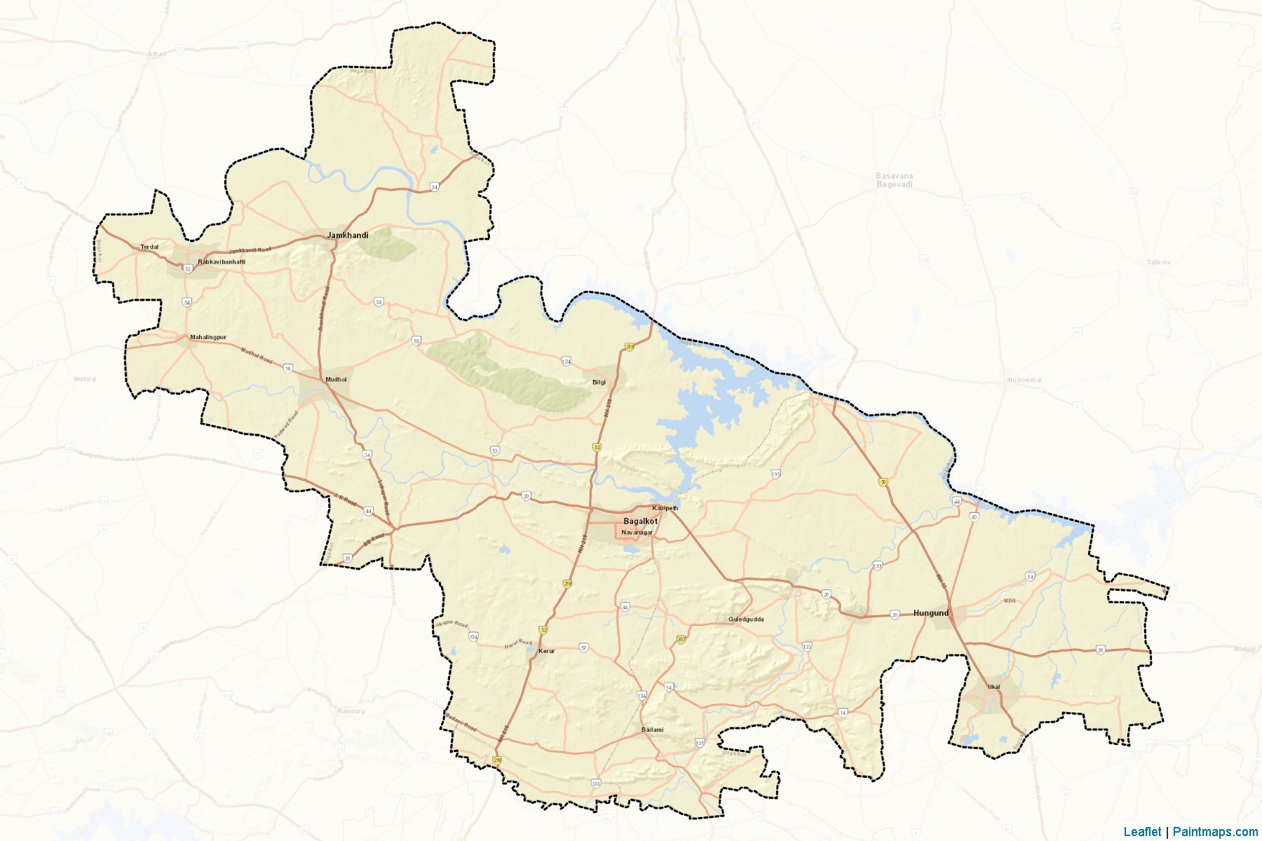 Muestras de recorte de mapas Bagalkot (Karnataka)-2