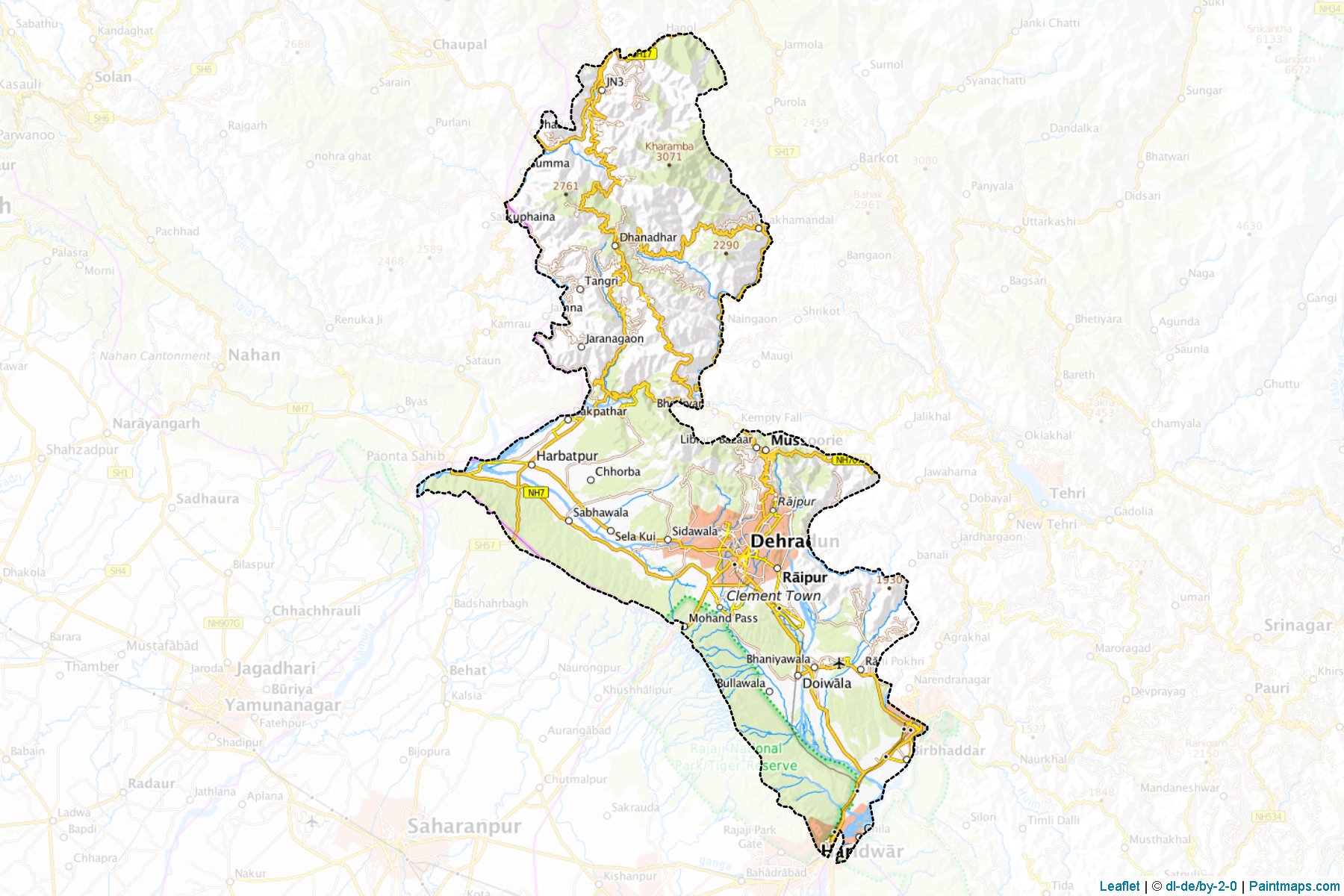 Muestras de recorte de mapas Dehradun (Uttarakhand)-1