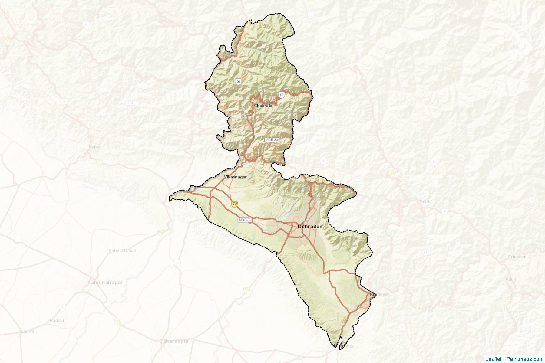 Muestras de recorte de mapas Dehradun (Uttarakhand)-2