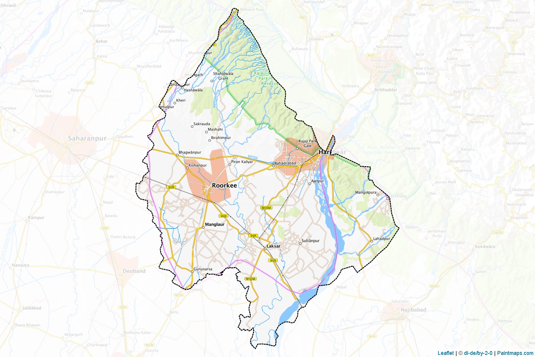 Muestras de recorte de mapas Hardwar (Uttarakhand)-1