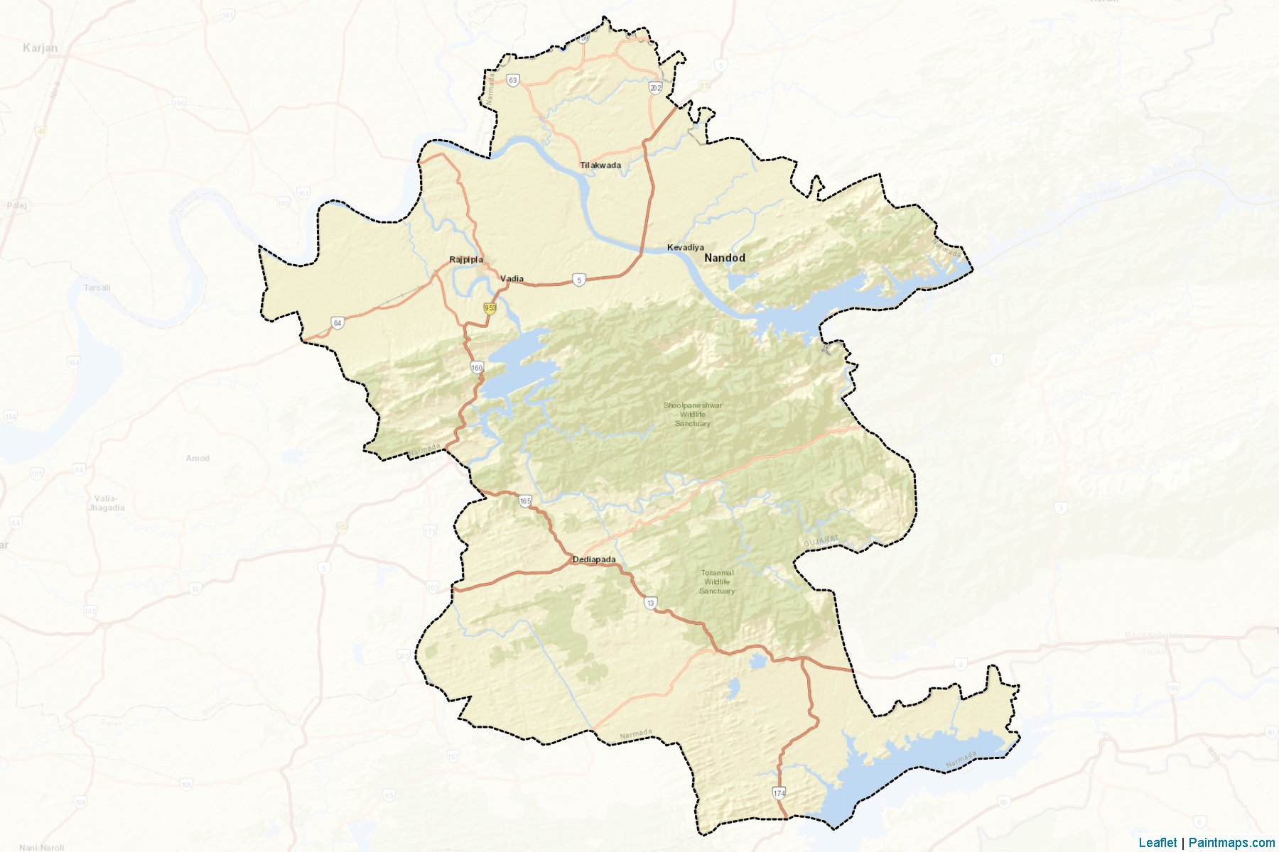 Muestras de recorte de mapas Narmada (Gujarat)-2