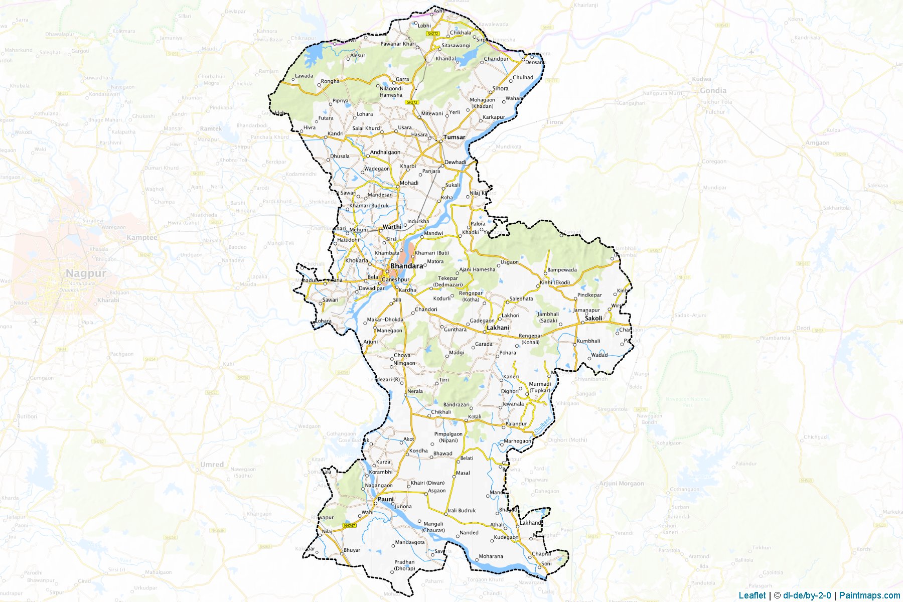 Muestras de recorte de mapas Bhandara (Maharashtra)-1