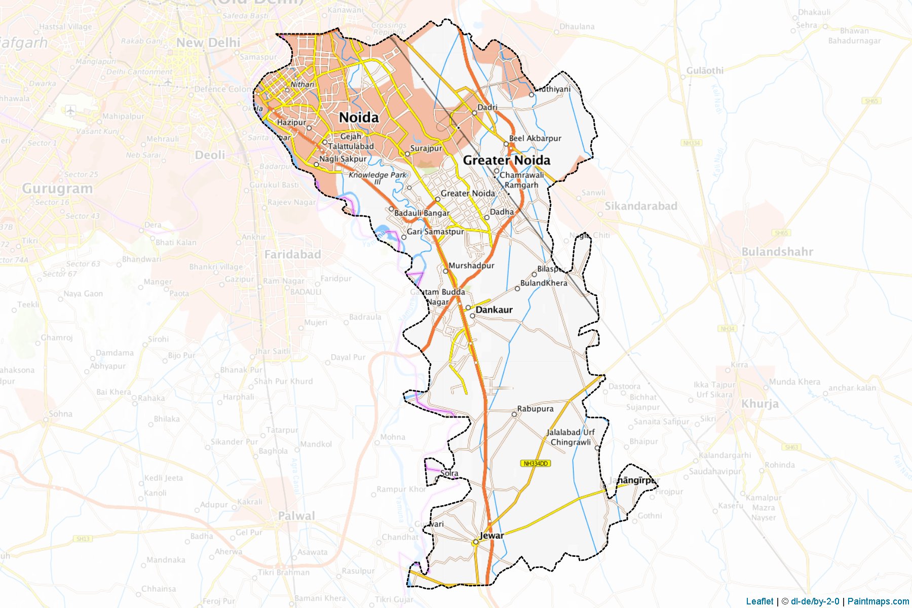 Muestras de recorte de mapas Gautam Buddha Nagar (Uttar Pradesh)-1