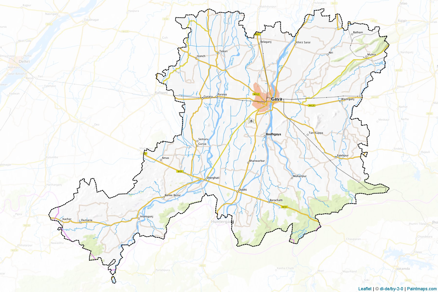 Muestras de recorte de mapas Gaya (Bihar)-1