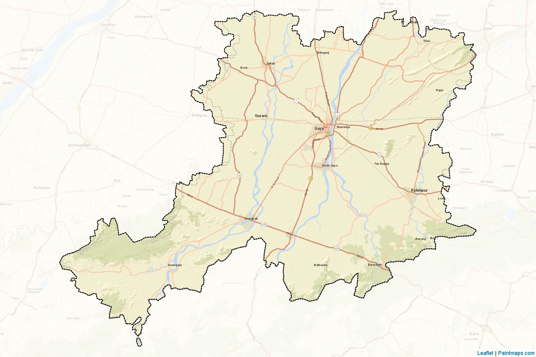 Muestras de recorte de mapas Gaya (Bihar)-2