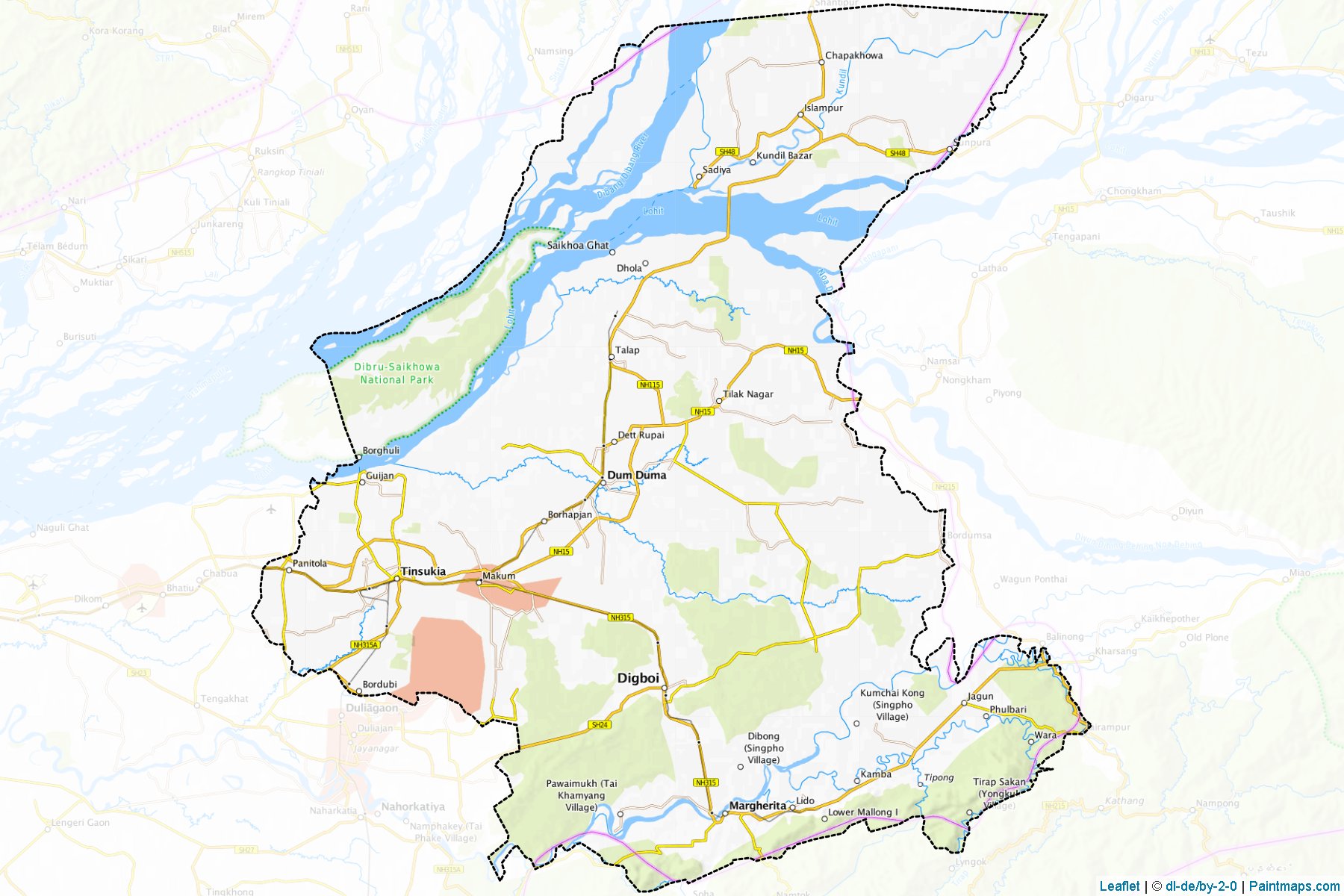 Muestras de recorte de mapas Tinsukia (Assam)-1