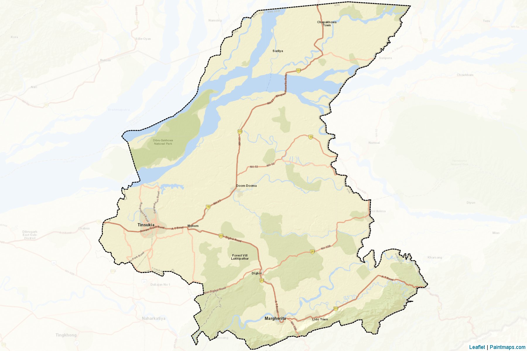 Muestras de recorte de mapas Tinsukia (Assam)-2