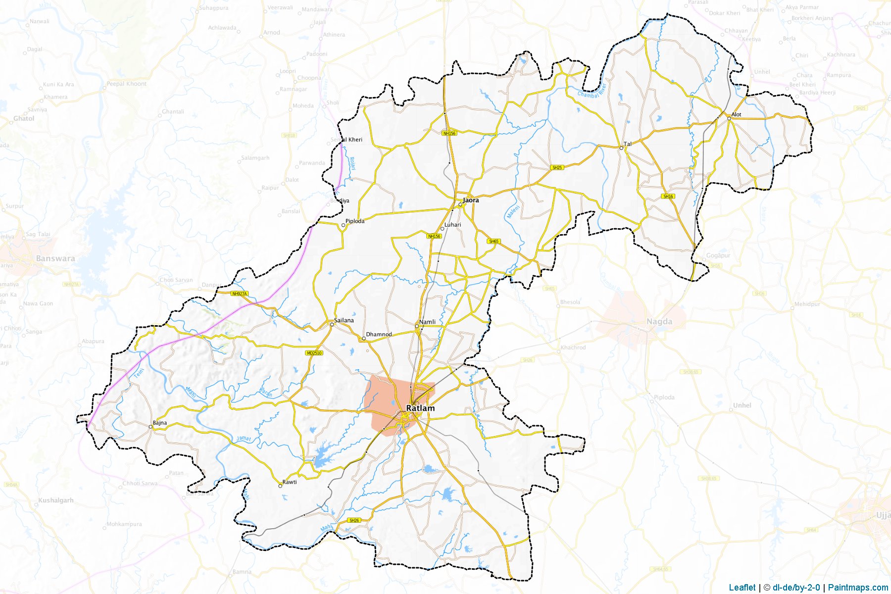 Muestras de recorte de mapas Ratlam (Madhya Pradesh)-1