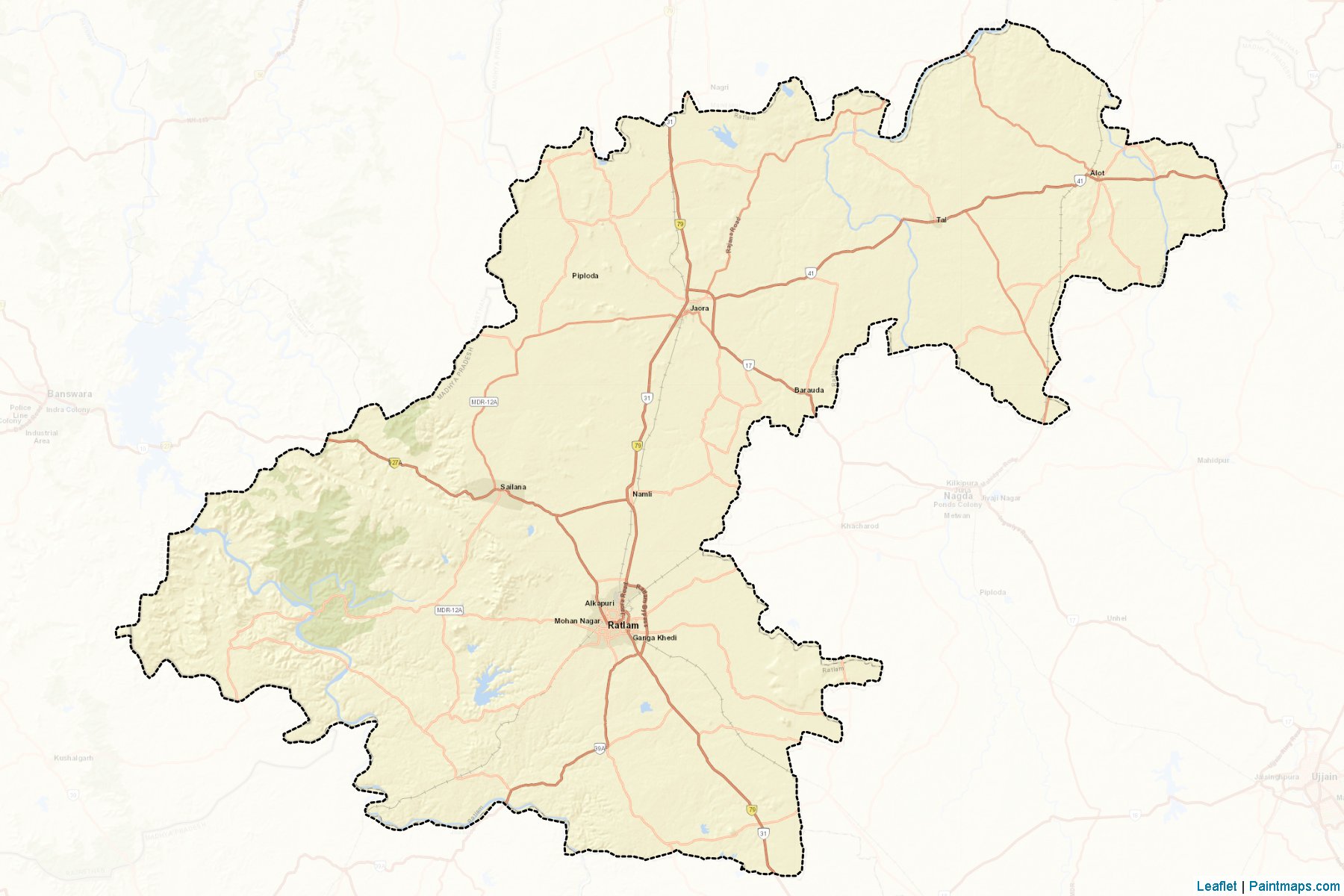 Muestras de recorte de mapas Ratlam (Madhya Pradesh)-2