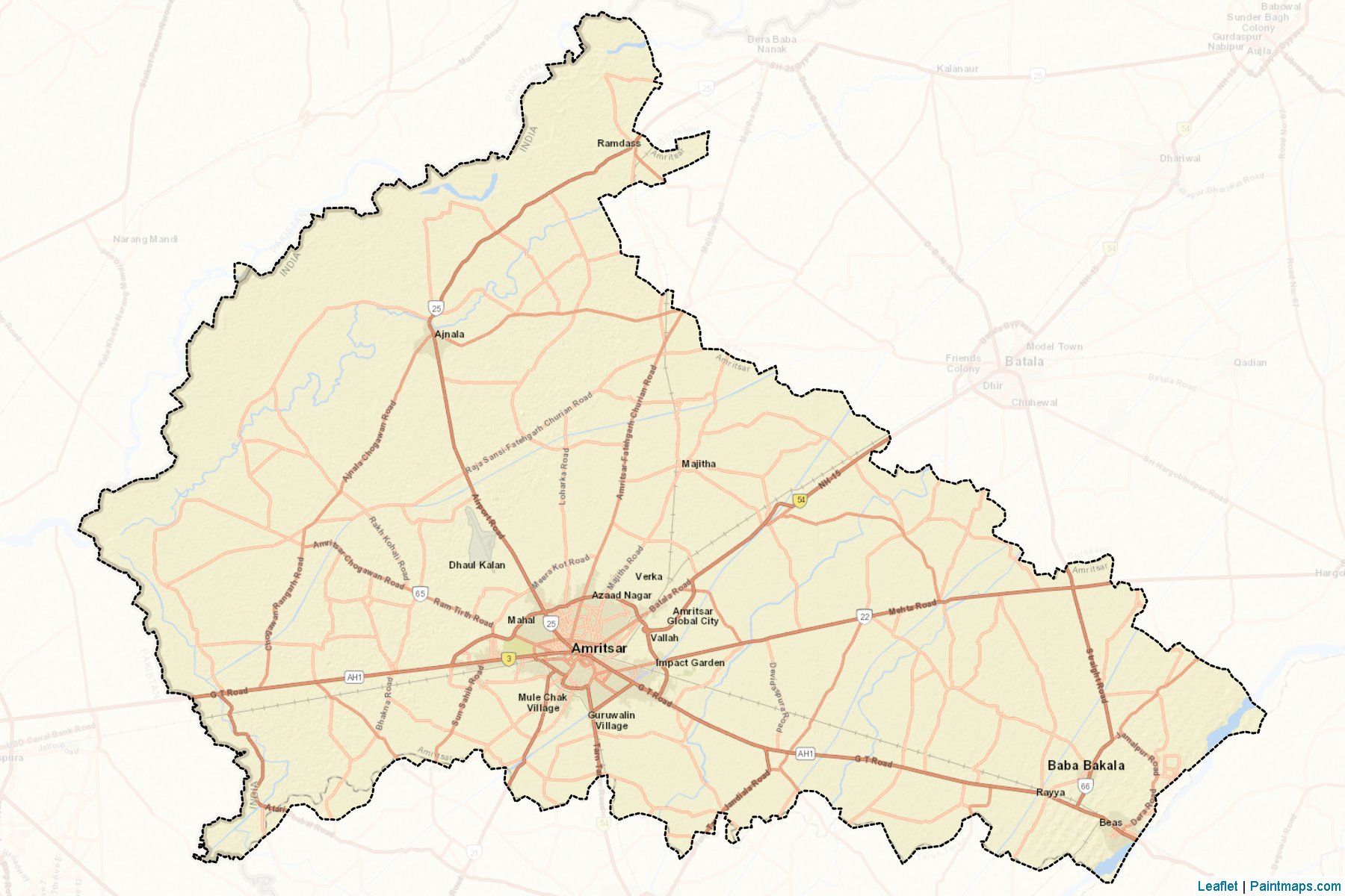 Amritsar (Punjab) Map Cropping Samples-2