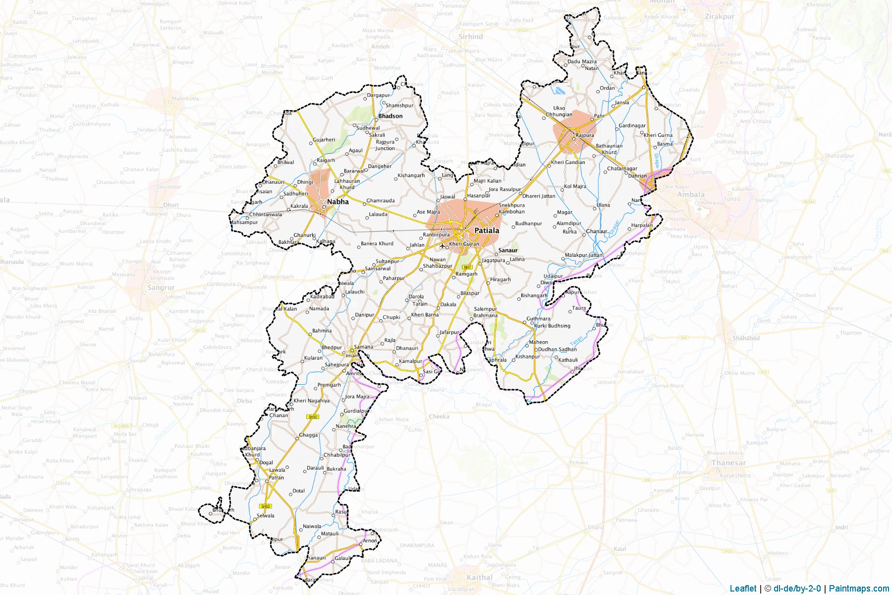 Muestras de recorte de mapas Patiala (Punjab)-1