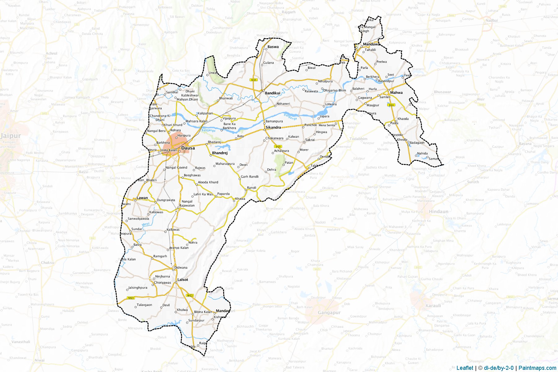 Border cropping samples for Dausa map.