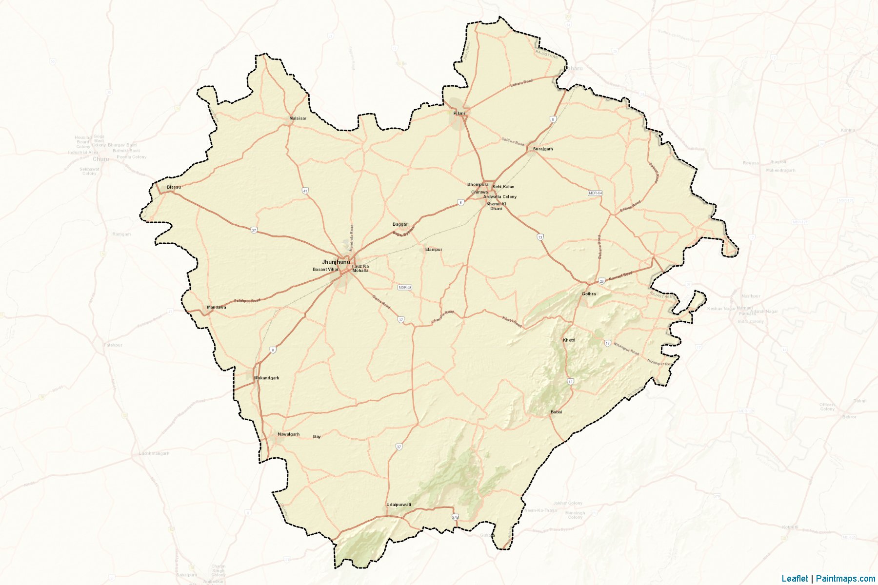 Muestras de recorte de mapas Jhunjhunun (Rajasthan)-2