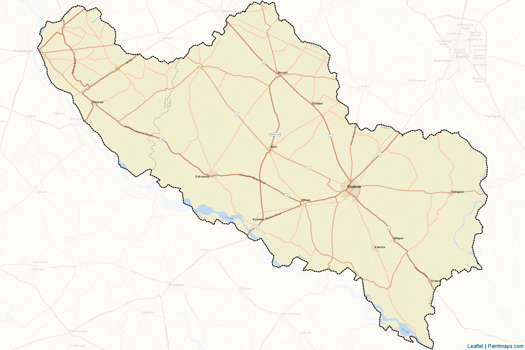 Muestras de recorte de mapas Budaun (Uttar Pradesh)-2