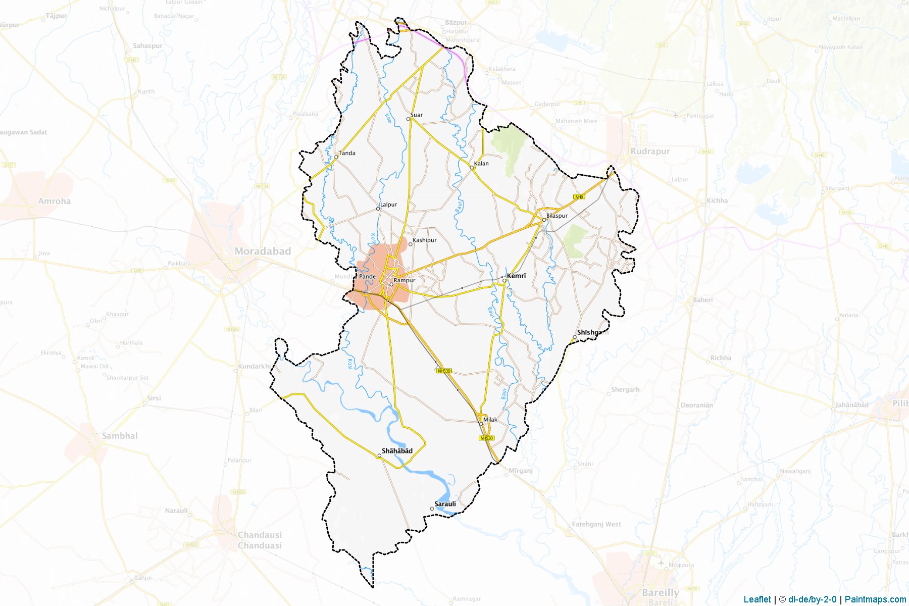 Muestras de recorte de mapas Rampur (Uttar Pradesh)-1