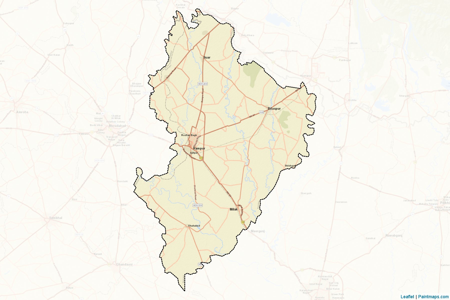 Muestras de recorte de mapas Rampur (Uttar Pradesh)-2