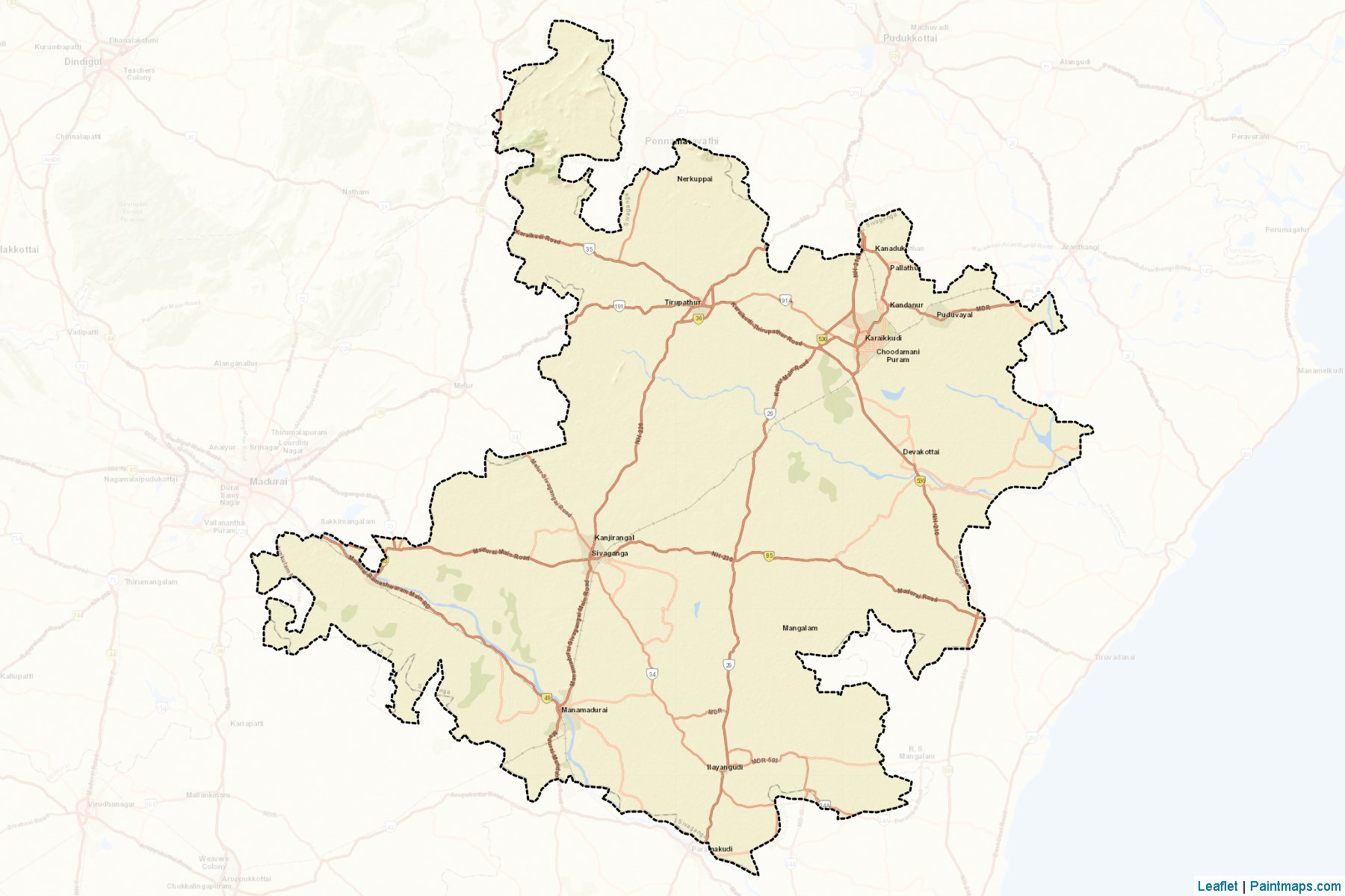 Sivaganga (Tamil Nadu) Map Cropping Samples-2