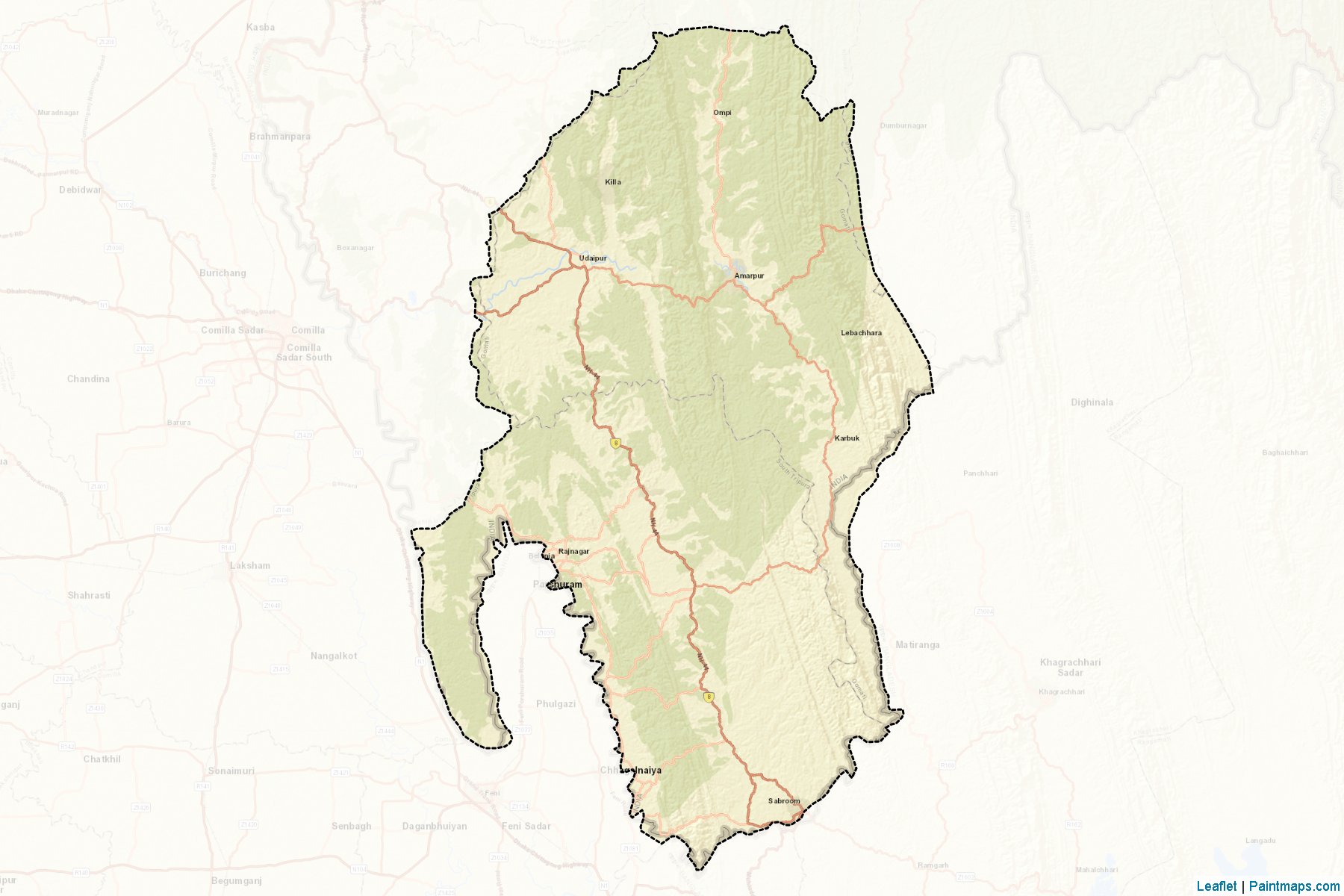 South Tripura (Tripura) Map Cropping Samples-2