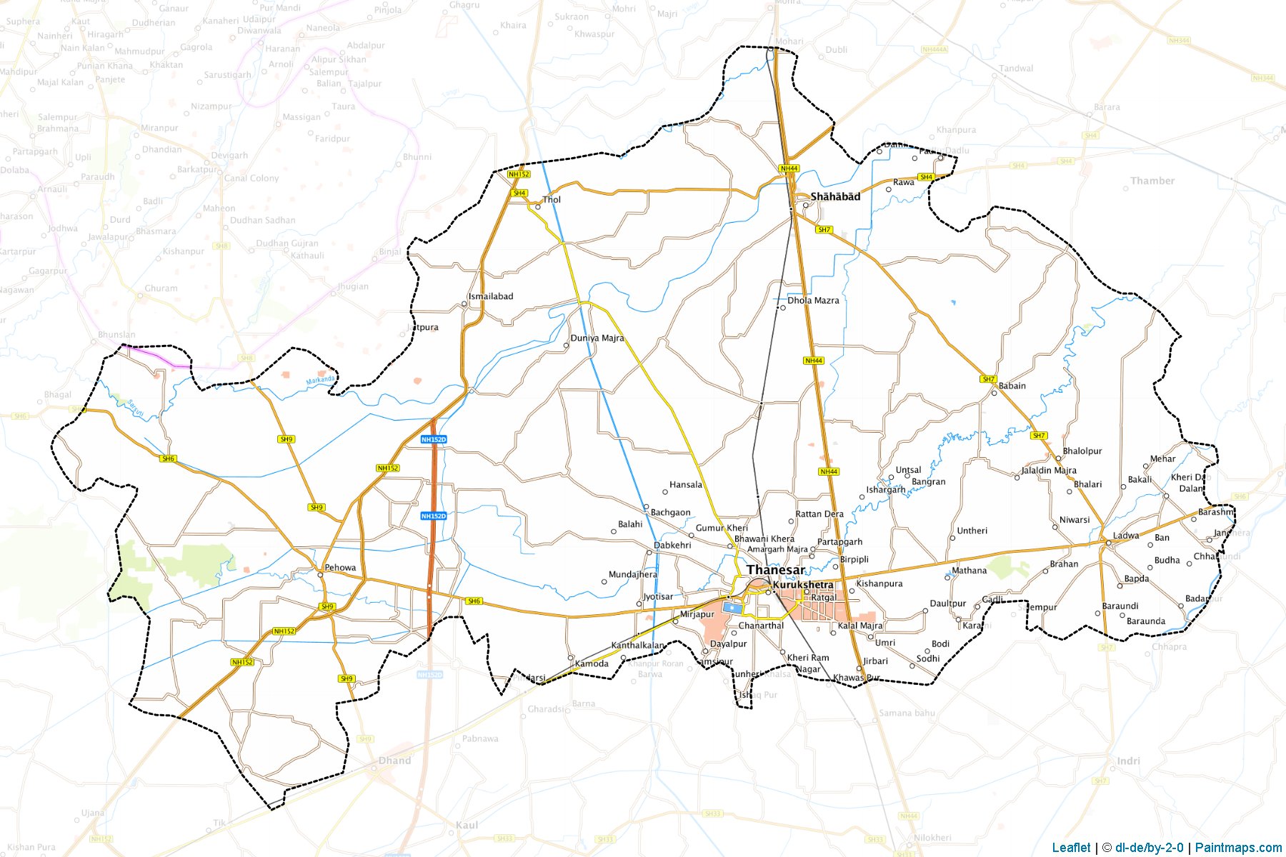 Muestras de recorte de mapas Kurukshetra (Haryana)-1