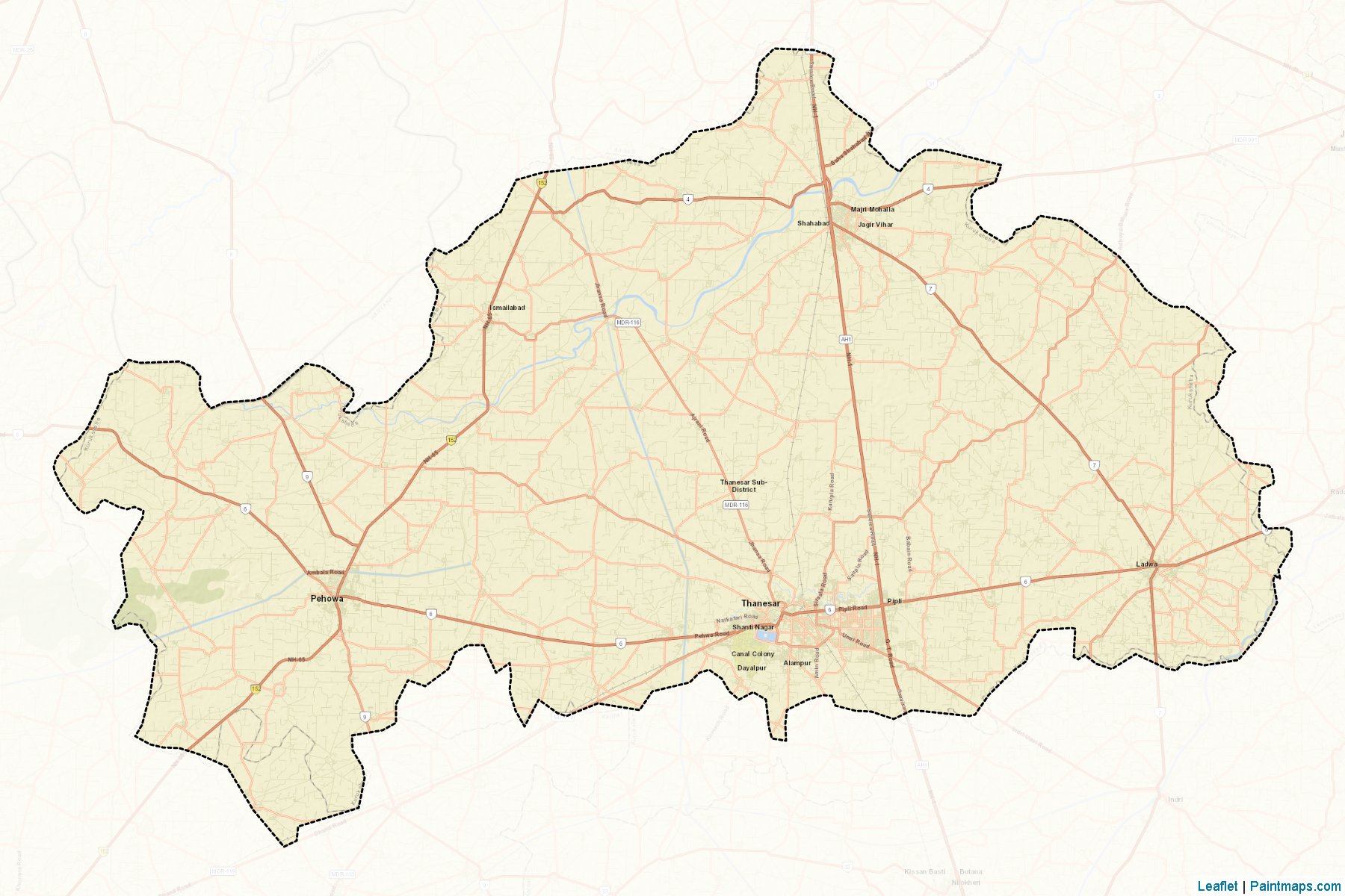 Muestras de recorte de mapas Kurukshetra (Haryana)-2