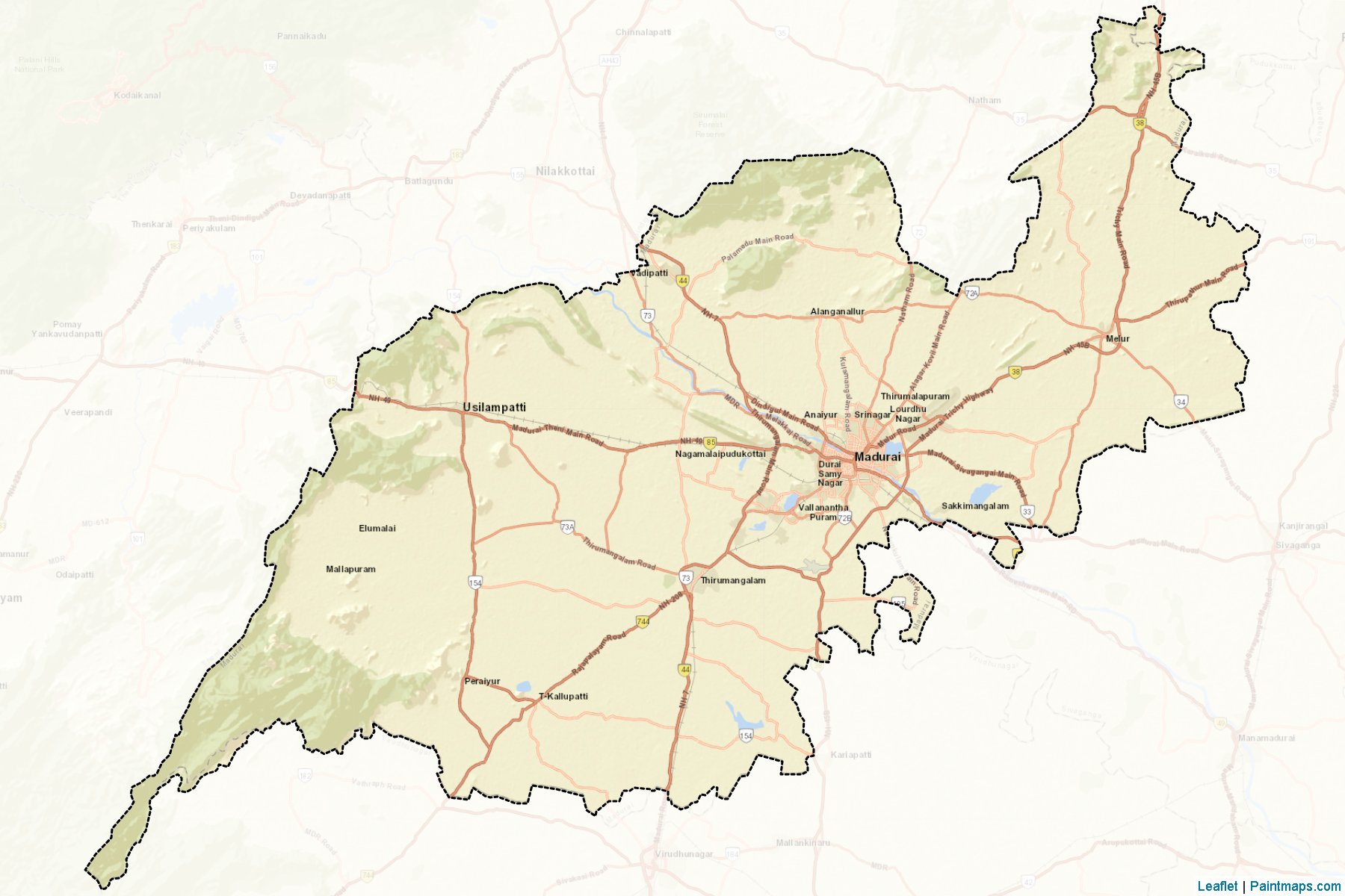 Madurai (Tamil Nadu) Map Cropping Samples-2