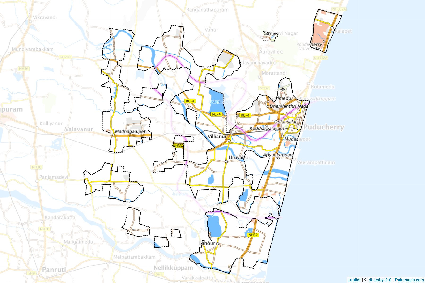 Muestras de recorte de mapas Puducherry (Puducherry)-1